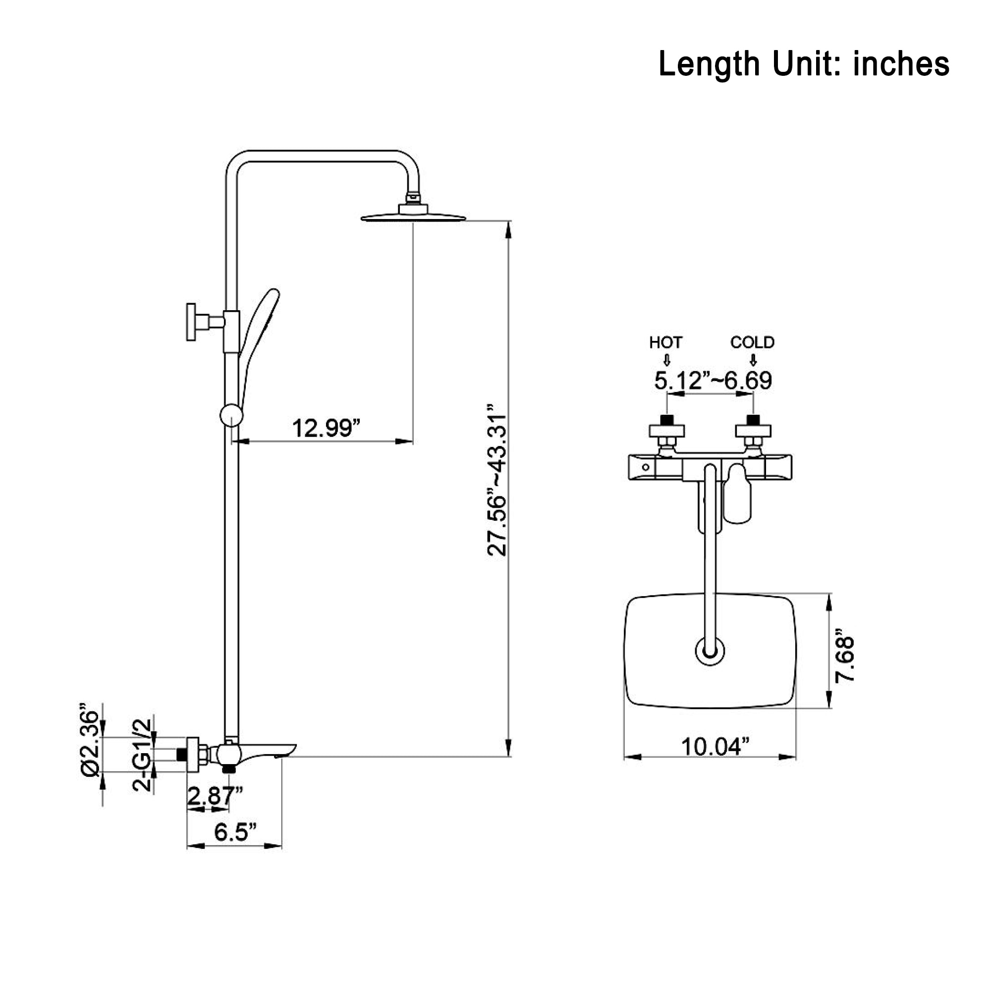 Mondawe MOEB112-12MB Showerhead-Bar-Panels - View #9