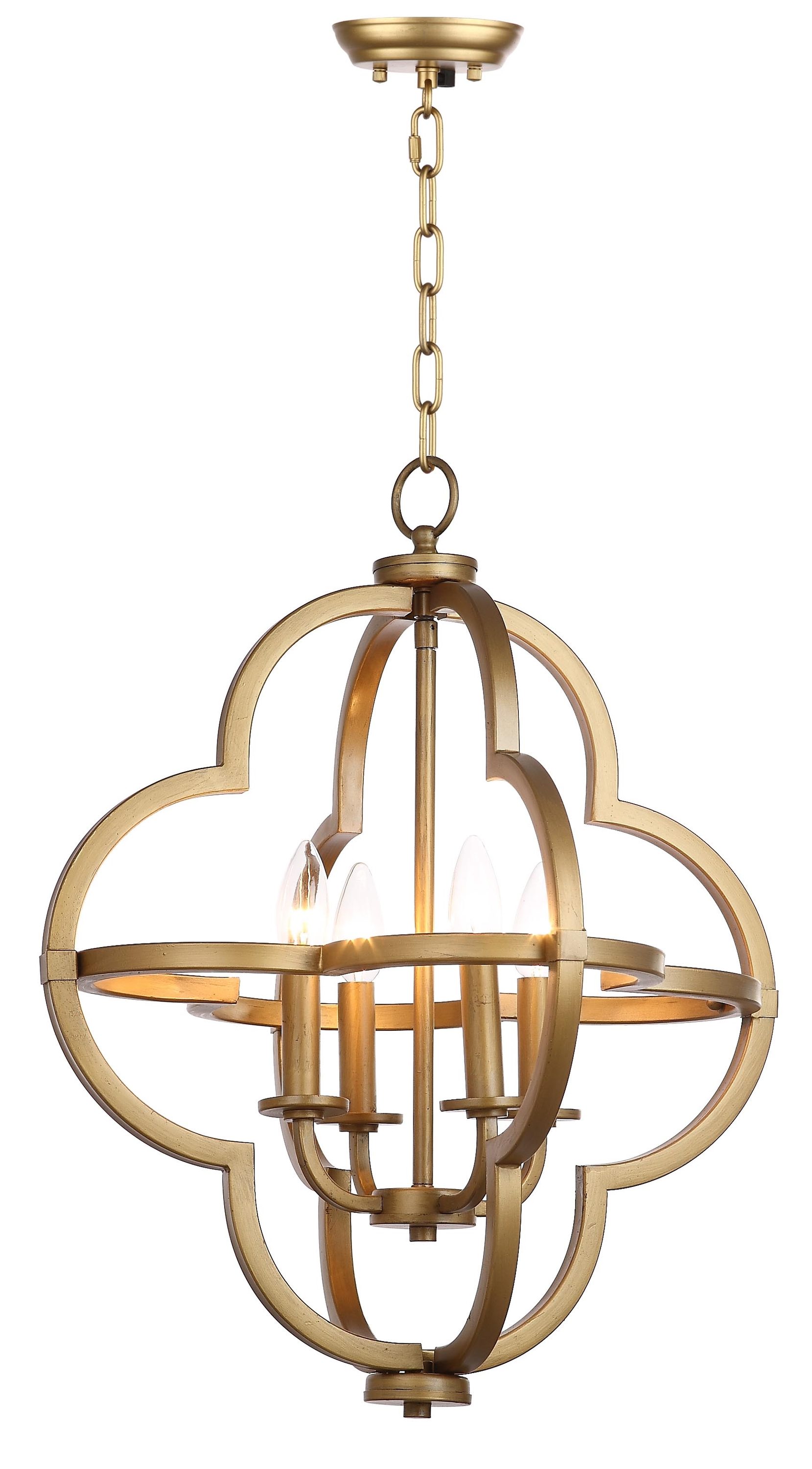Gold Quatrefoil Globe Ceiling Mount Chandelier