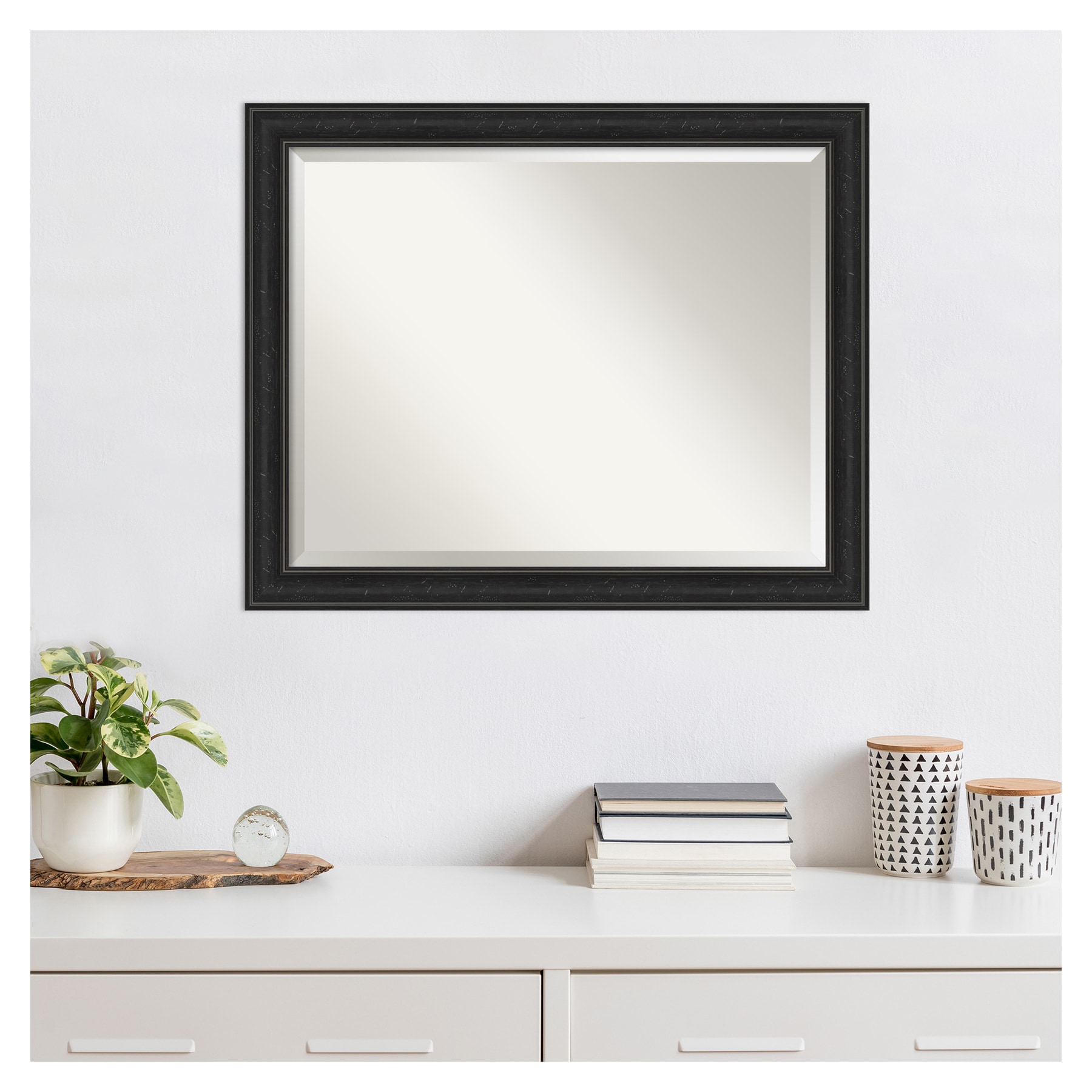 Shipwreck Black Narrow 32" x 26" Beveled Vanity Wall Mirror