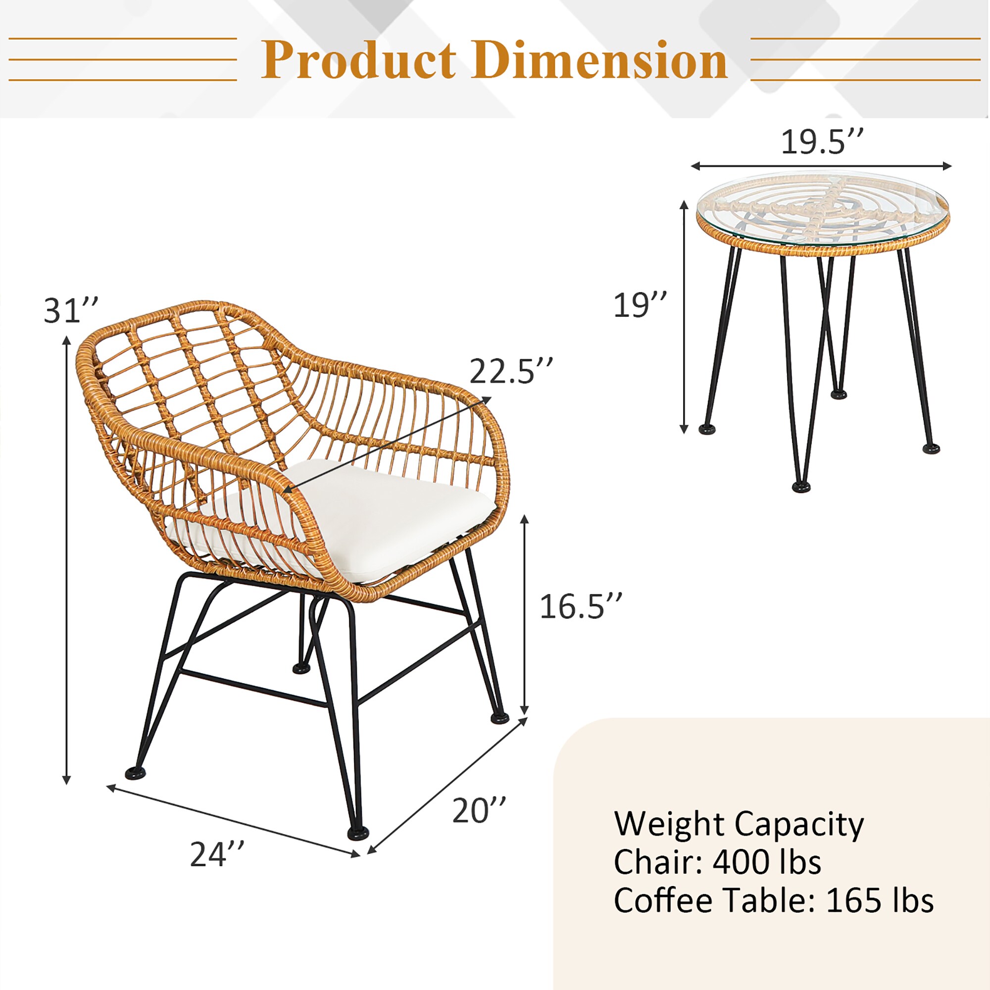Costway OP70839WH Patio-Conversation-Sets - View #9