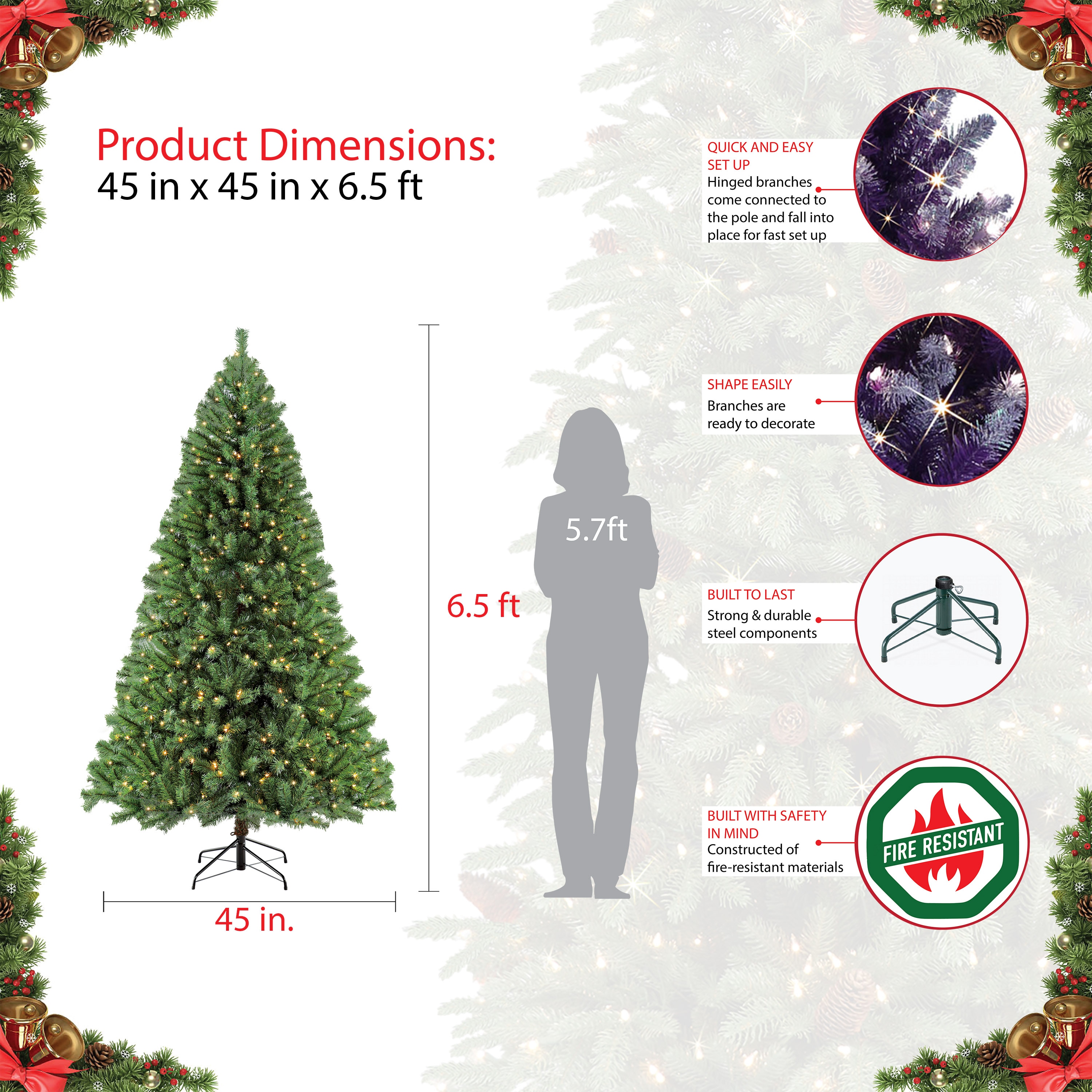 Puleo International NFGA-65C4 Artificial-Christmas-Trees - View #6