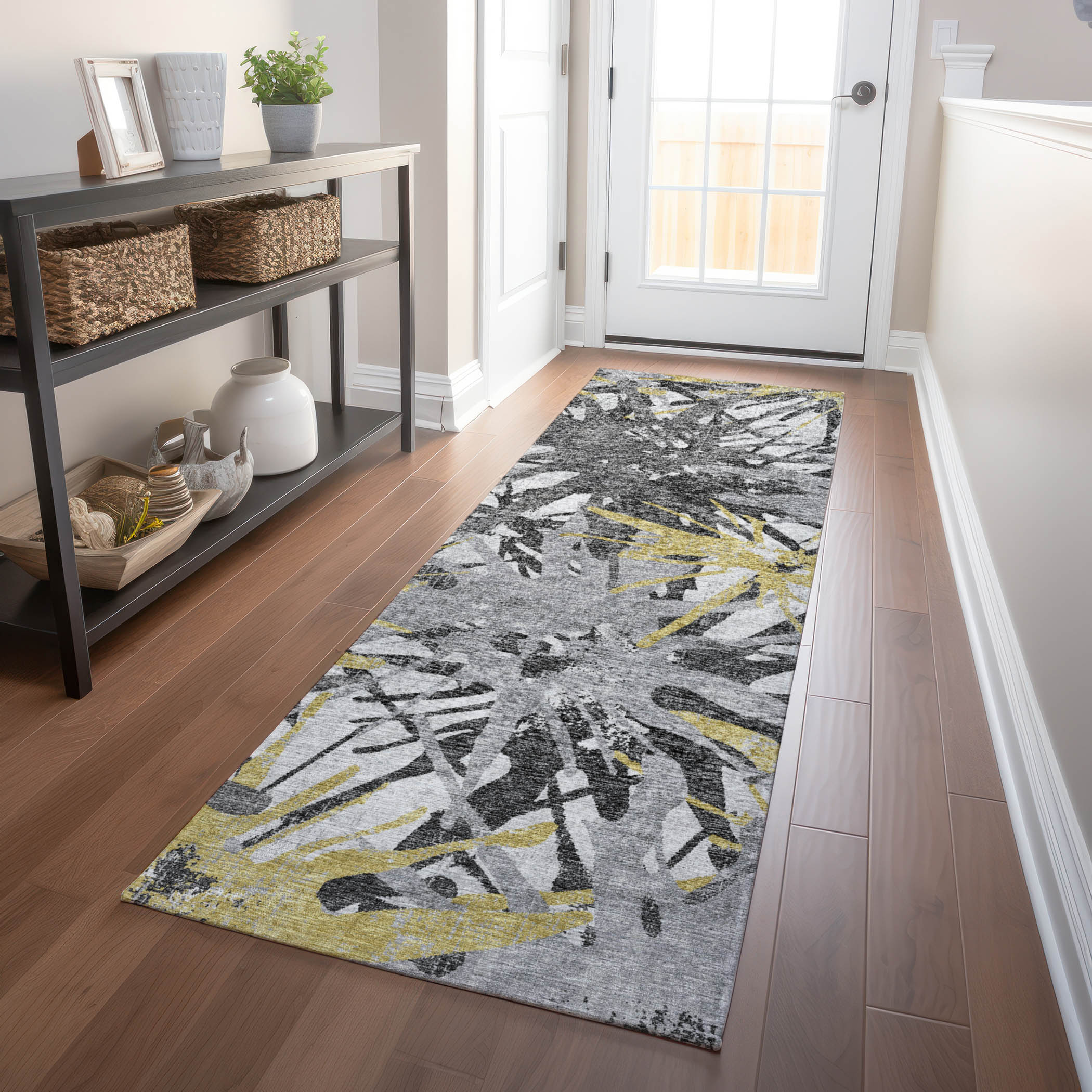Addison Rugs AMF77GI2X8 Mayfield AMF77GI 2 x 7 (ft) Loomed Polyester Gilded Rectangular Indoor Abstract Machine washable Runner rug