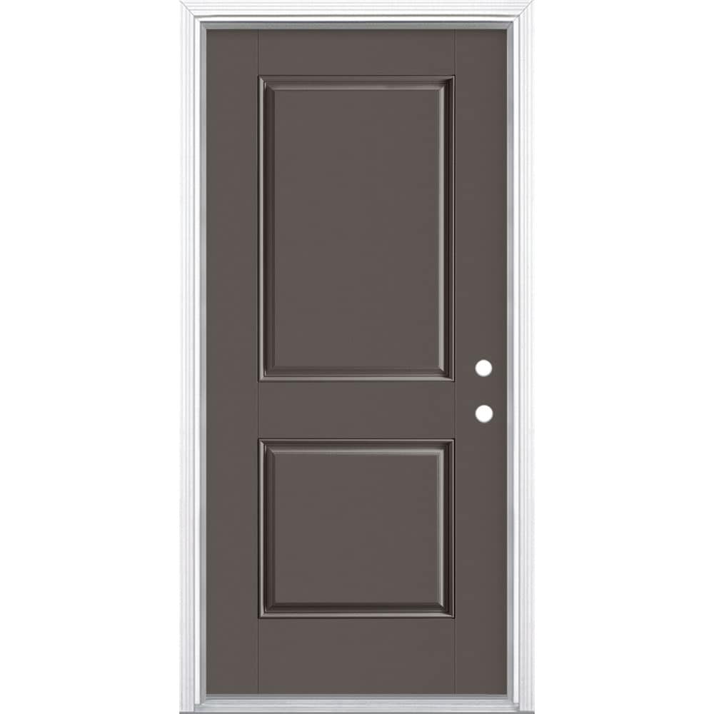 Masonite 1218165 36-in x 80-in x 4-9/16-in Fiberglass No glass Left-hand inswing Timber Gray Painted Prehung Front Door with Brickmould Insulating core