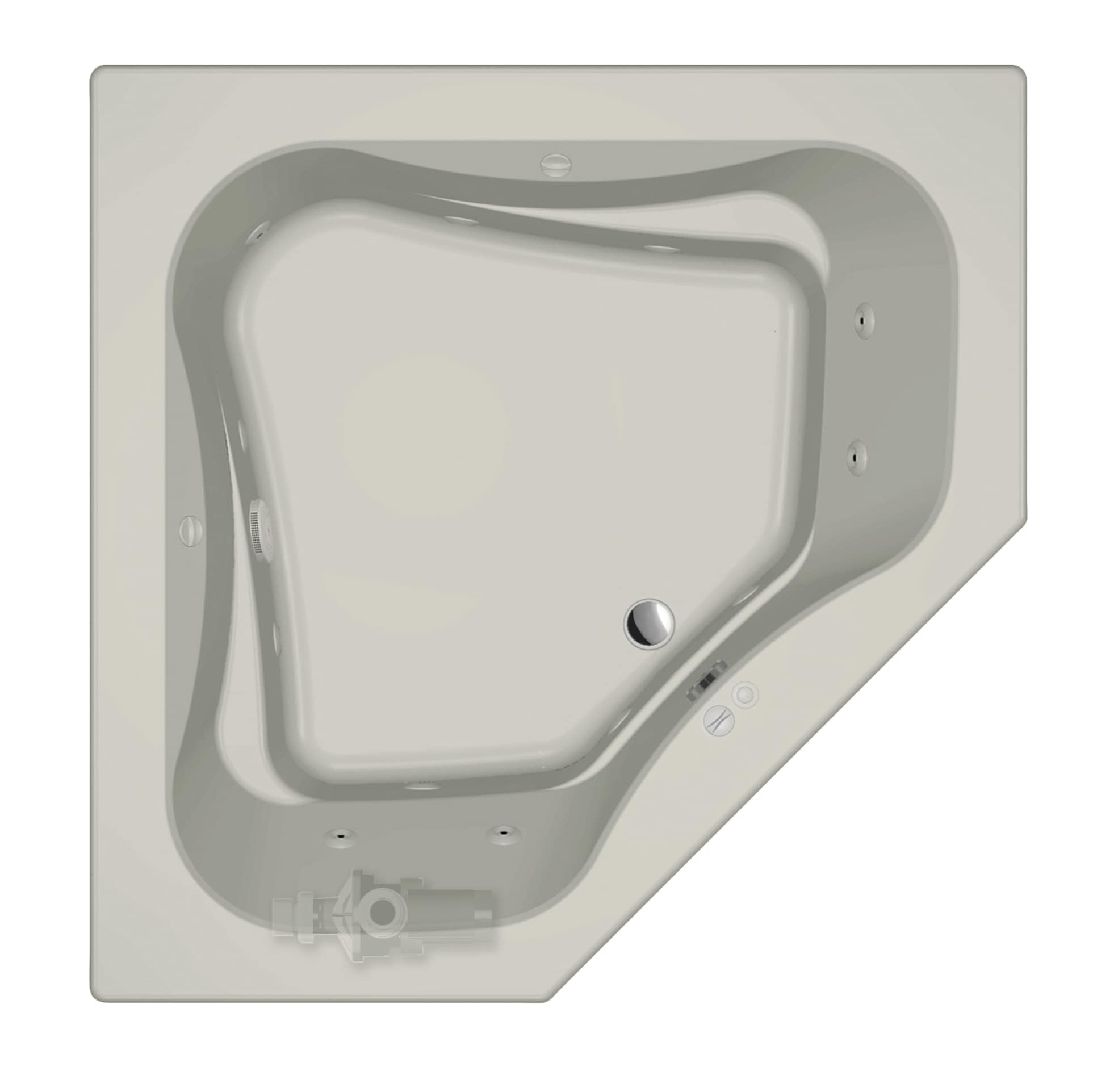 Jacuzzi LJ45969 PRIMO 60.0-in x 60.0-in Oyster Acrylic Corner Drop-in Whirlpool tub ( Front center Drain )