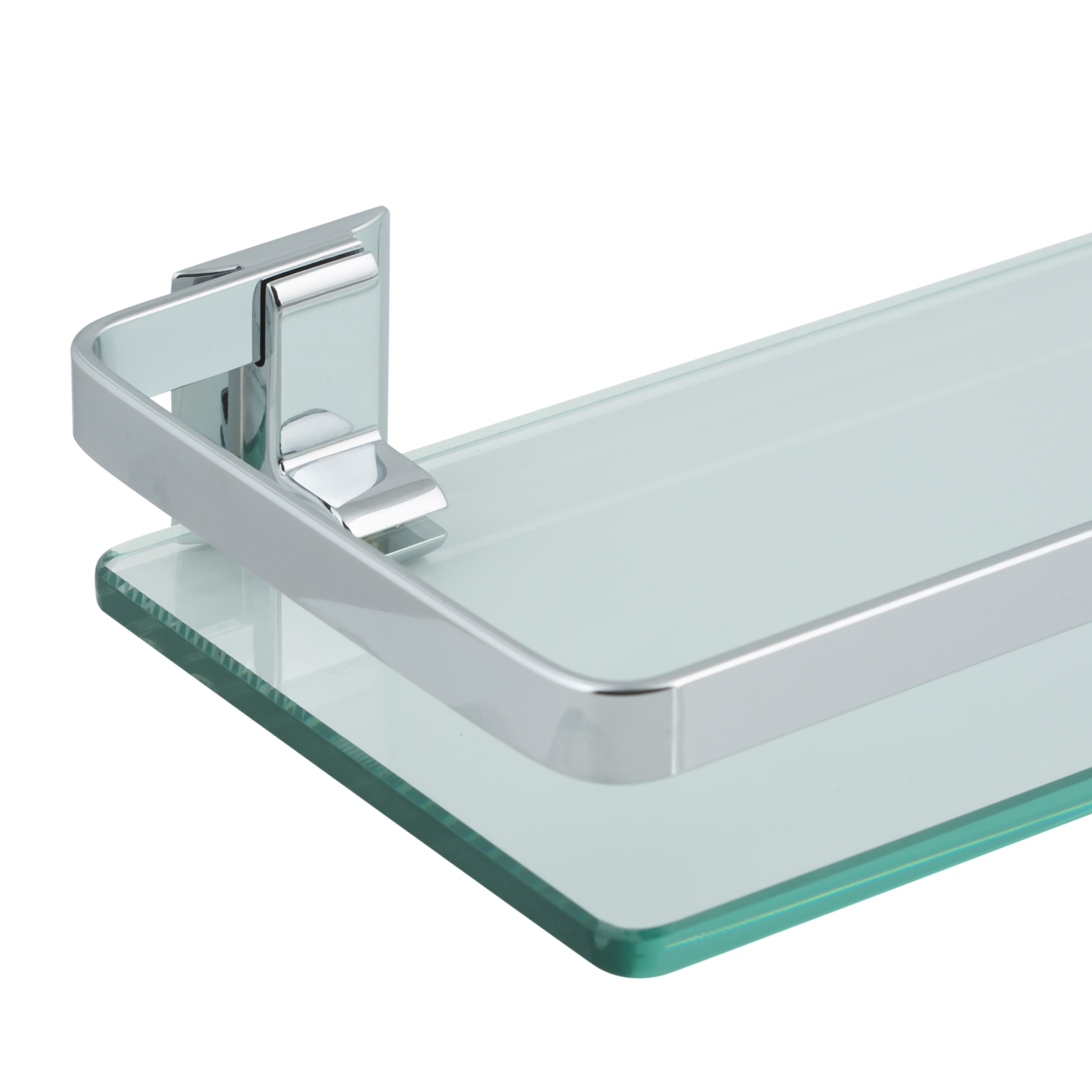 Organize It All Chrome 1-Tier Glass Wall Mount Bathroom Shelf (23