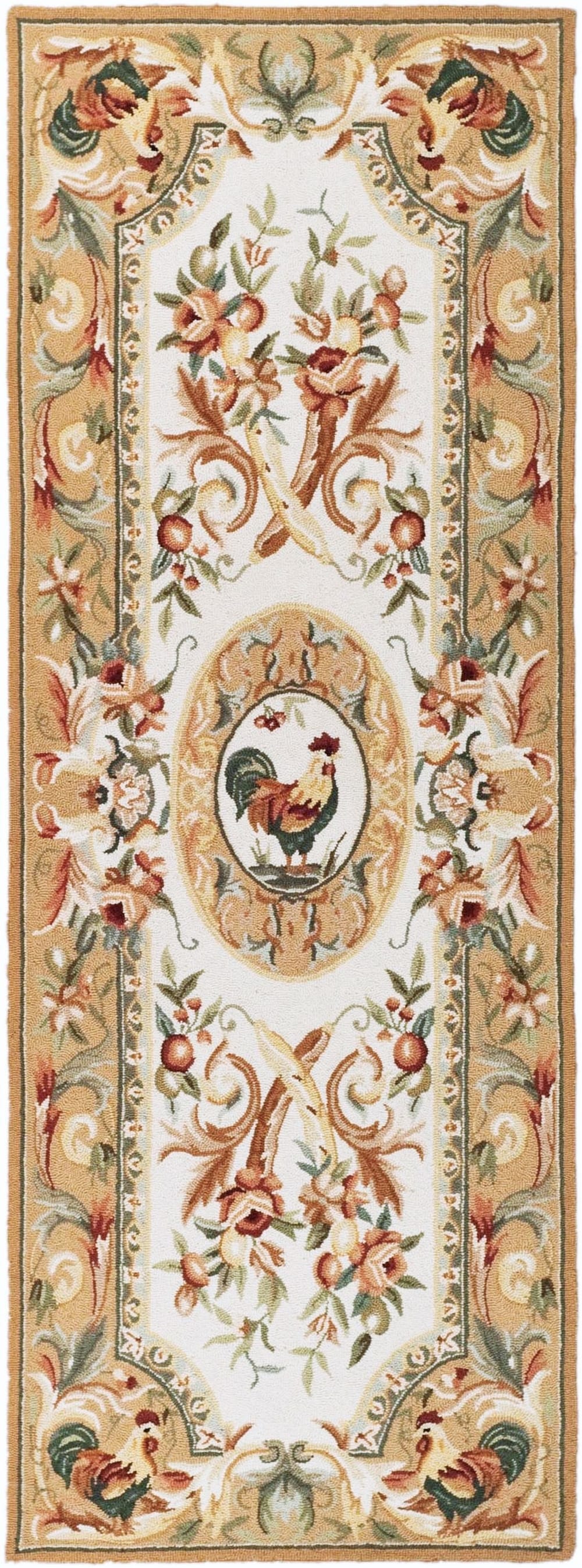 Safavieh HK48T-212 Chelsea Horoz 2 x 12 (ft) Hooked Wool Taupe Rectangular Indoor Floral/Botanical Runner rug
