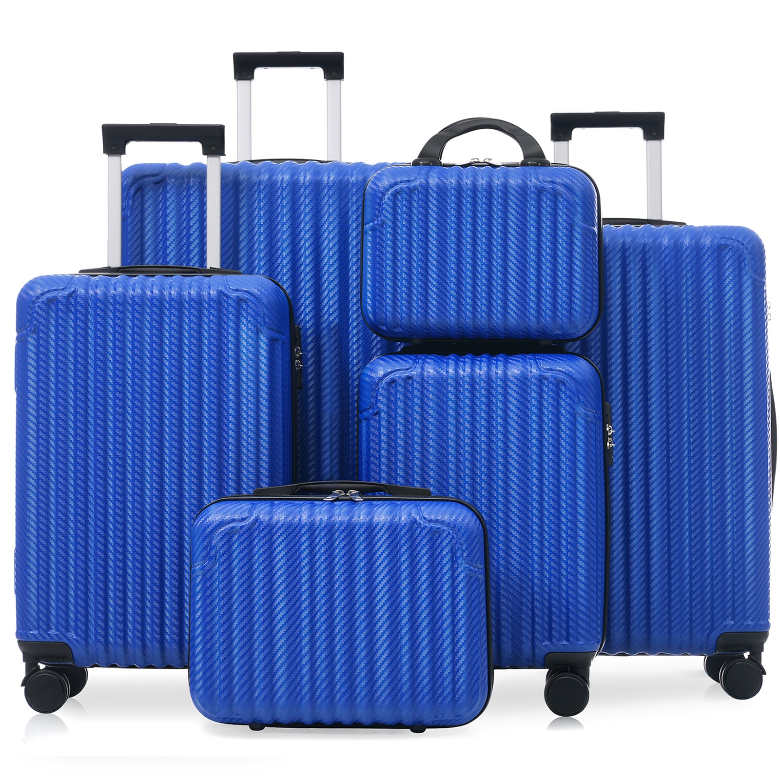 BlueBlue セット LUXEYARD 6 Piece Luggage Set Durable Hardshell ABS Suitcase with