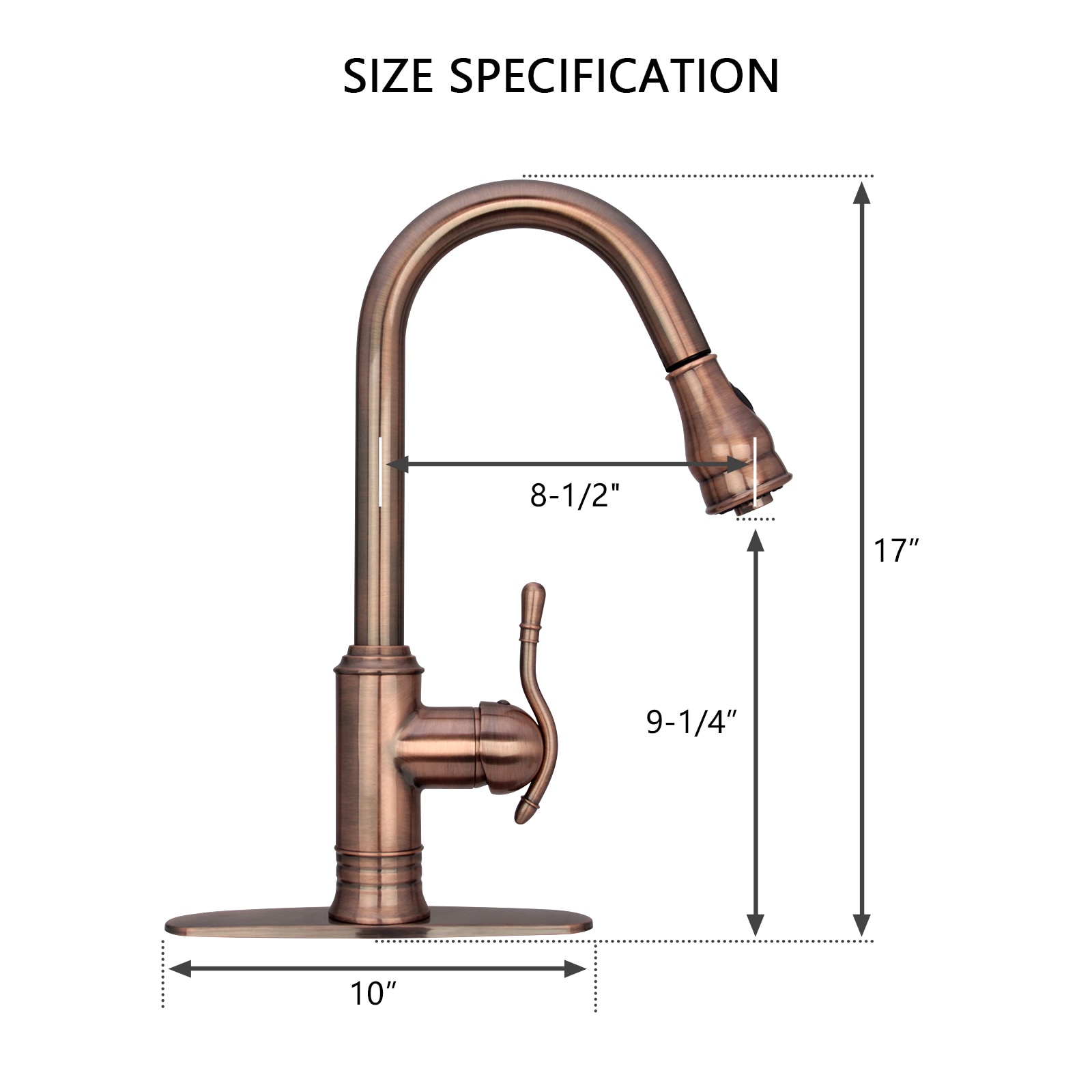 Akicon Antique Copper Single Handle Pull-down Kitchen Faucet (Deck ...