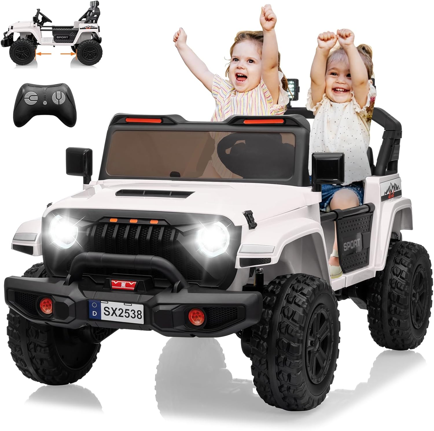 Der Rose 24V 2 Seater Kids Ride On Car With Adjustable Length 4WD ...