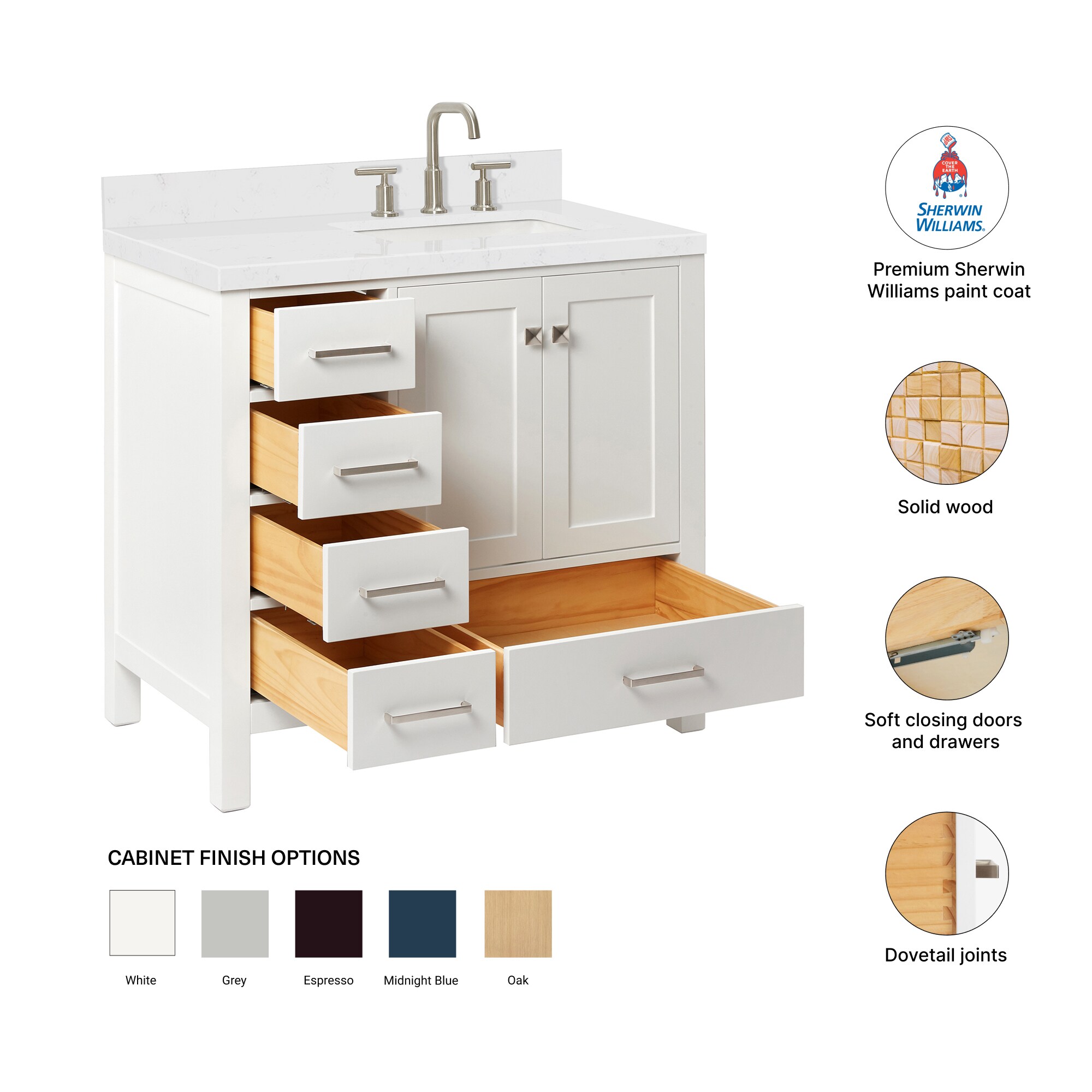 ARIEL A036SRCQRVOWHT Bath-Vanity-Combo - View #5