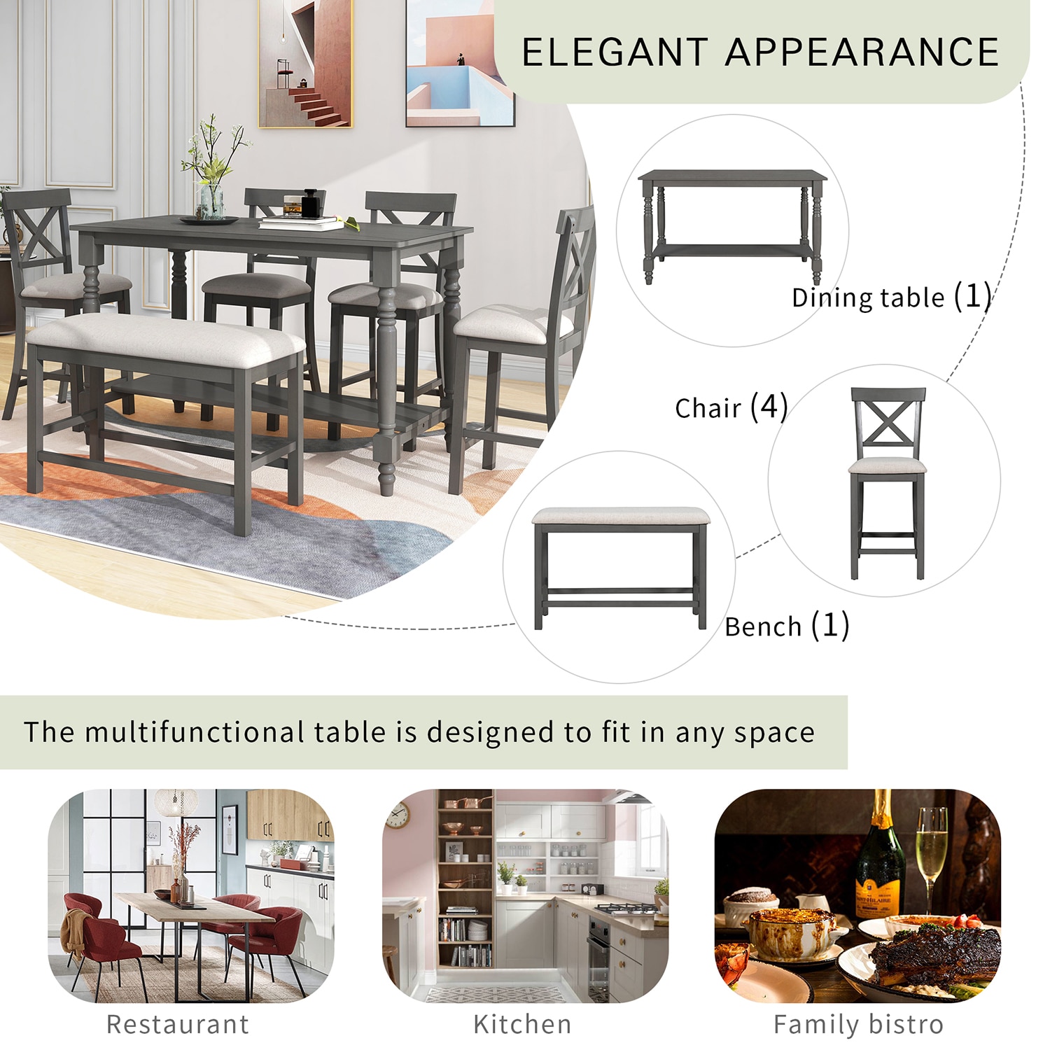 SINOFURN SYA010209WT Dining-Sets - View #3