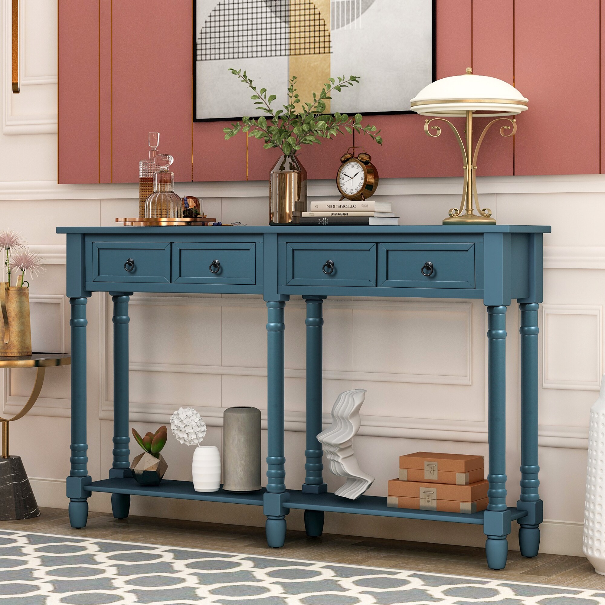 AHIOU HOME Modern Antique Navy Console Table in the Console Tables ...