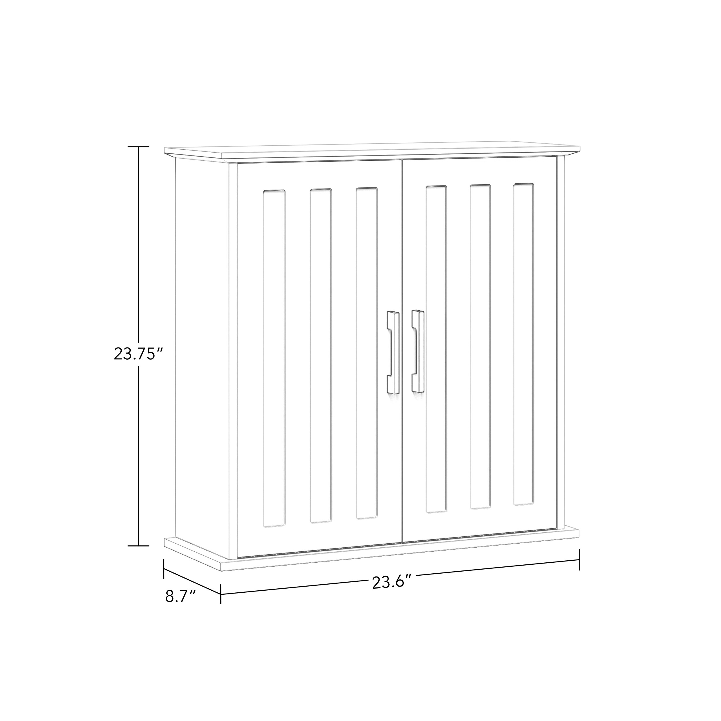White Matte MDF Two-Door Medicine Cabinet with Adjustable Shelves