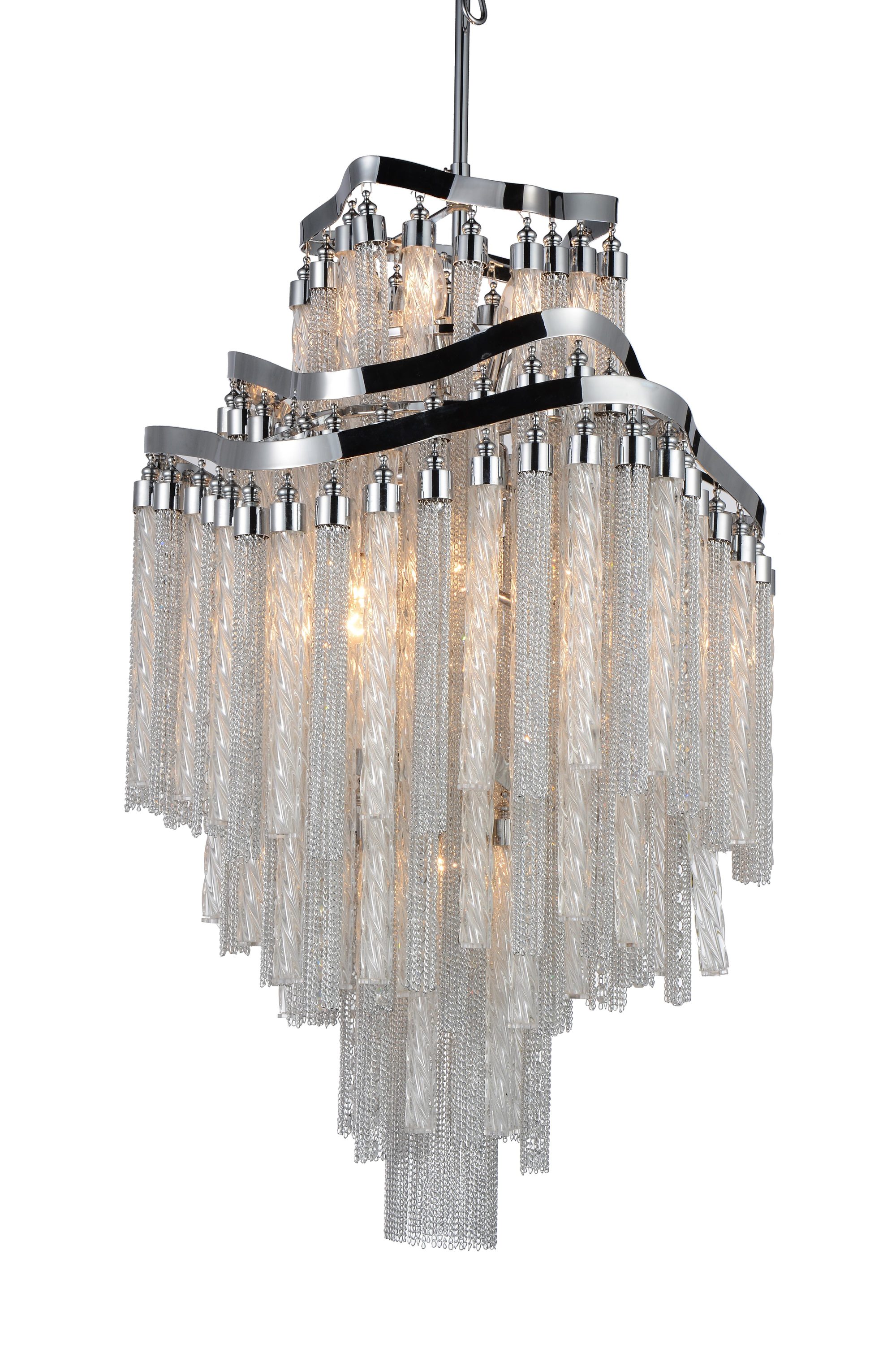 CWI Lighting 5648P19C Storm 10-Light Chrome Modern/Contemporary Damp Rated Chandelier