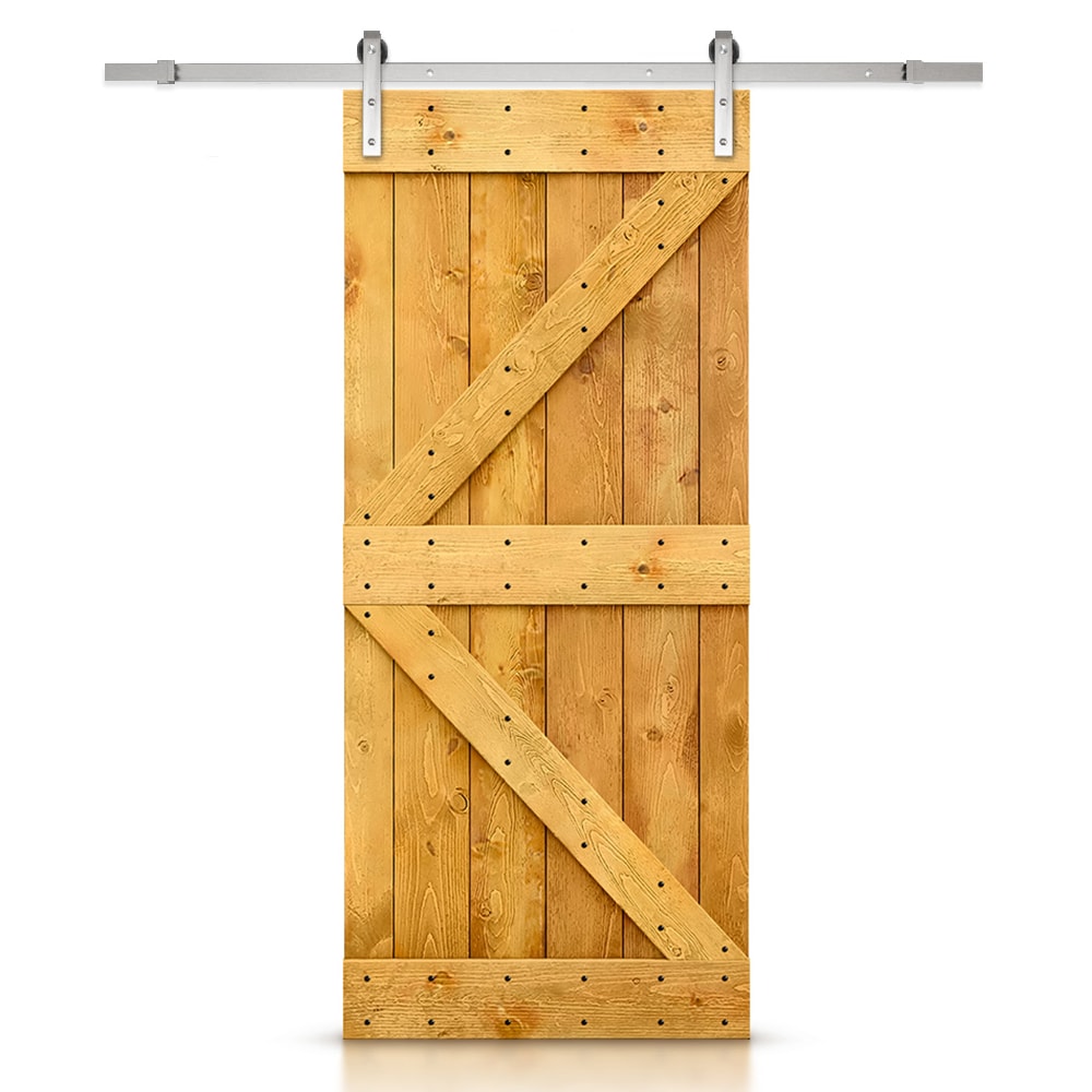 CALHOME TSQ03-SS+ASM-K30AT 30-in x 84-in Colonial maple Pine Wood Solid core Single Barn Door (Hardware Included)