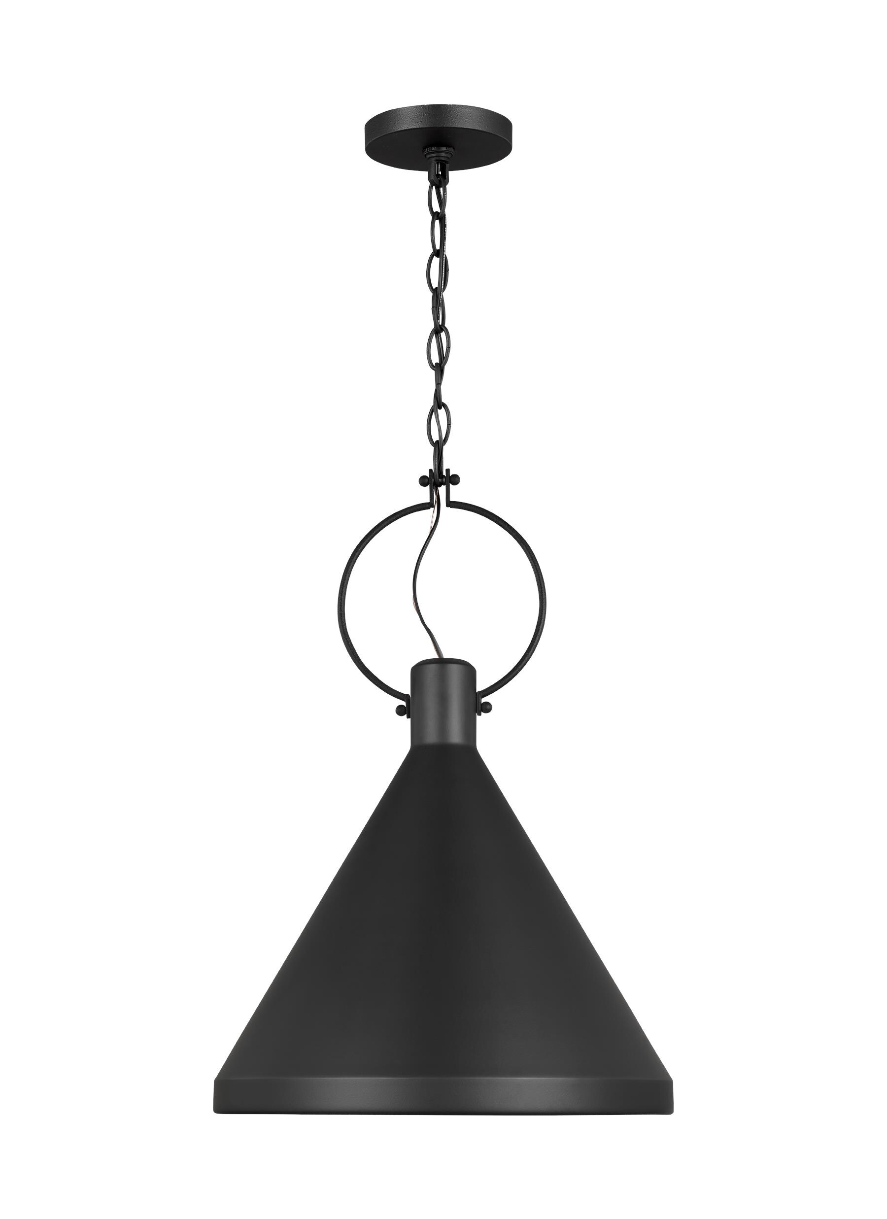 Generation Lighting 6684901-112 Lyon Midnight Black Transitional Etched glass Cylinder Medium Hanging Pendant light