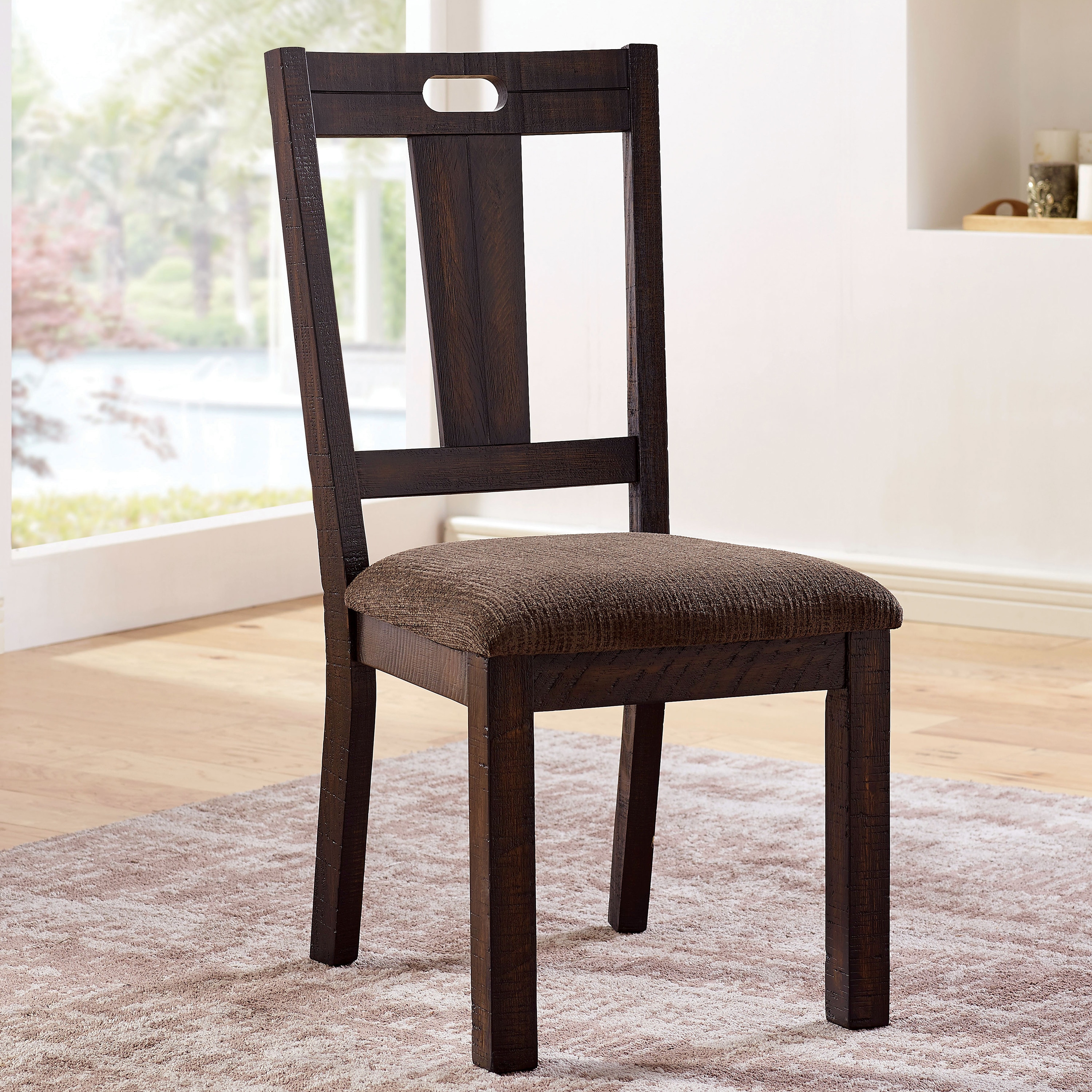 Furniture of America IDF-3790SC Trident Rustic Polyester Upholstered Dining Side Chair (Wood Frame)