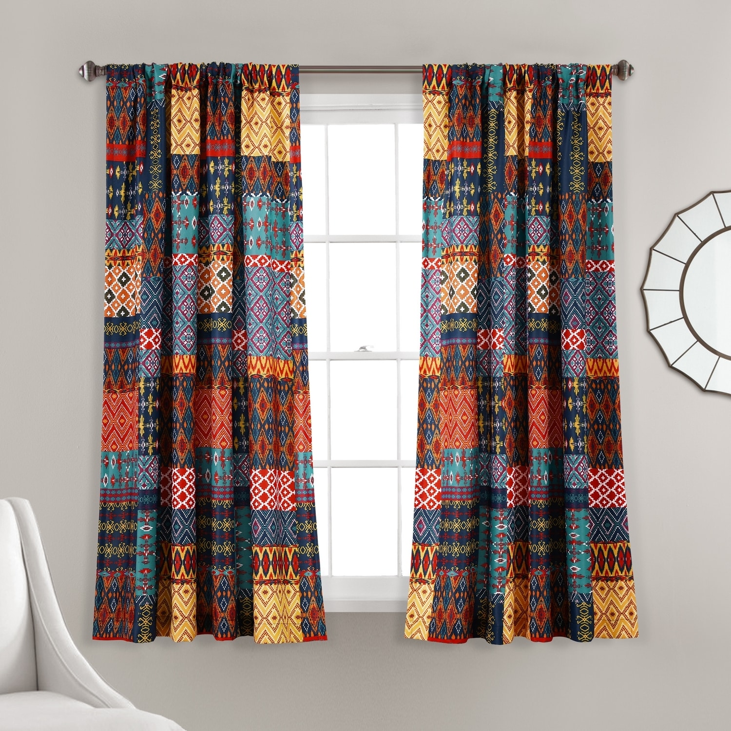 Lush Decor 21T011060 63-in Multi Block Light filtering Rod pocket Curtain panel pair