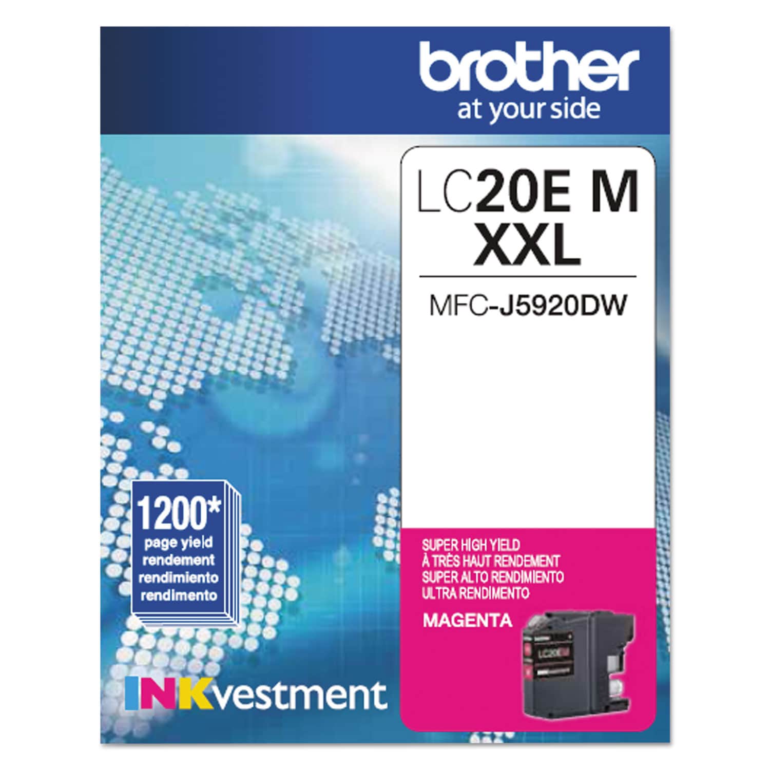 Brother LC20EM INKvestment Super High-Yield Ink 1200 Page-Yield Magenta #LC20EM