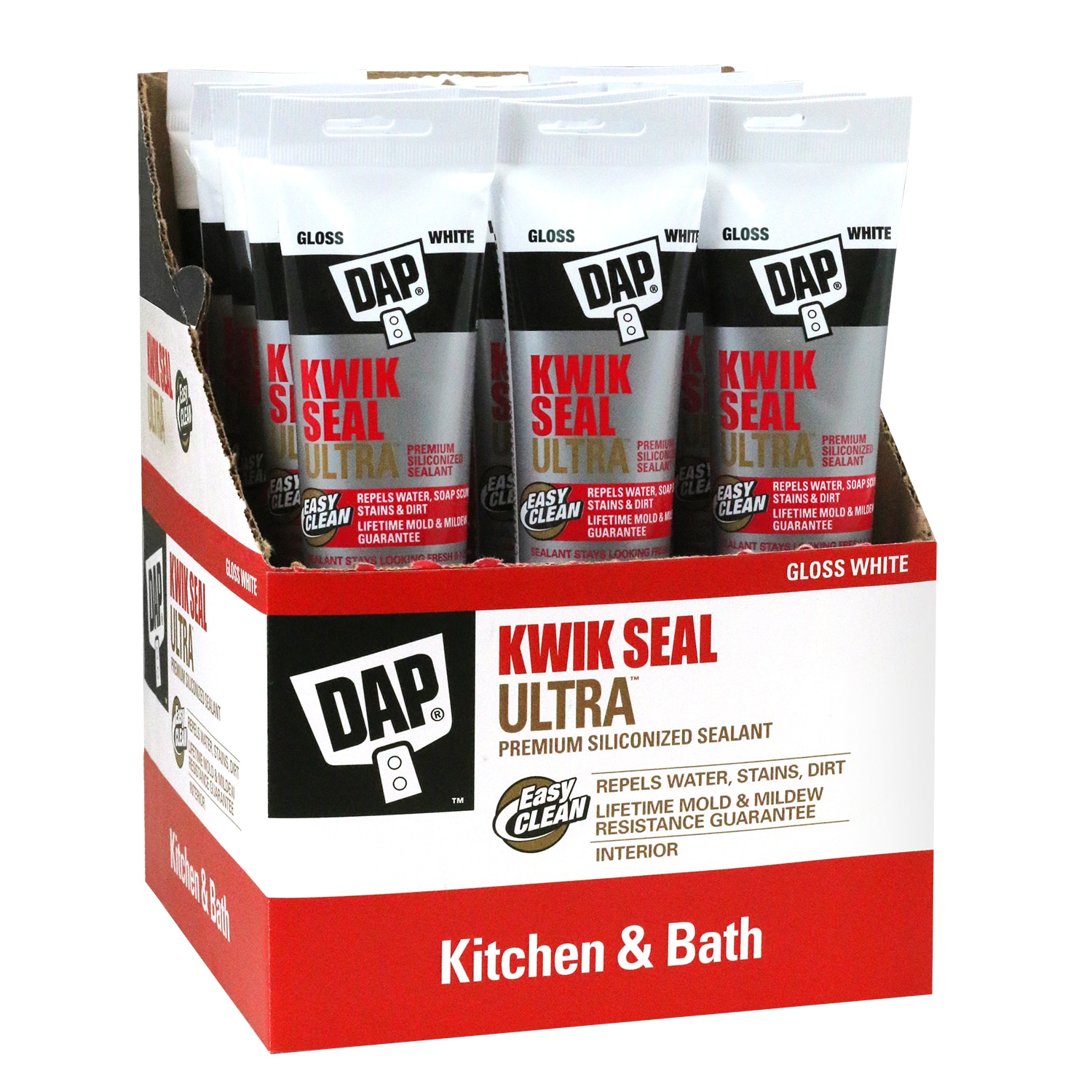 DAP 7079818915SOS Kwik Seal Ultra 12 -Pack 5.5-oz Kitchen bath Clear Latex Caulk