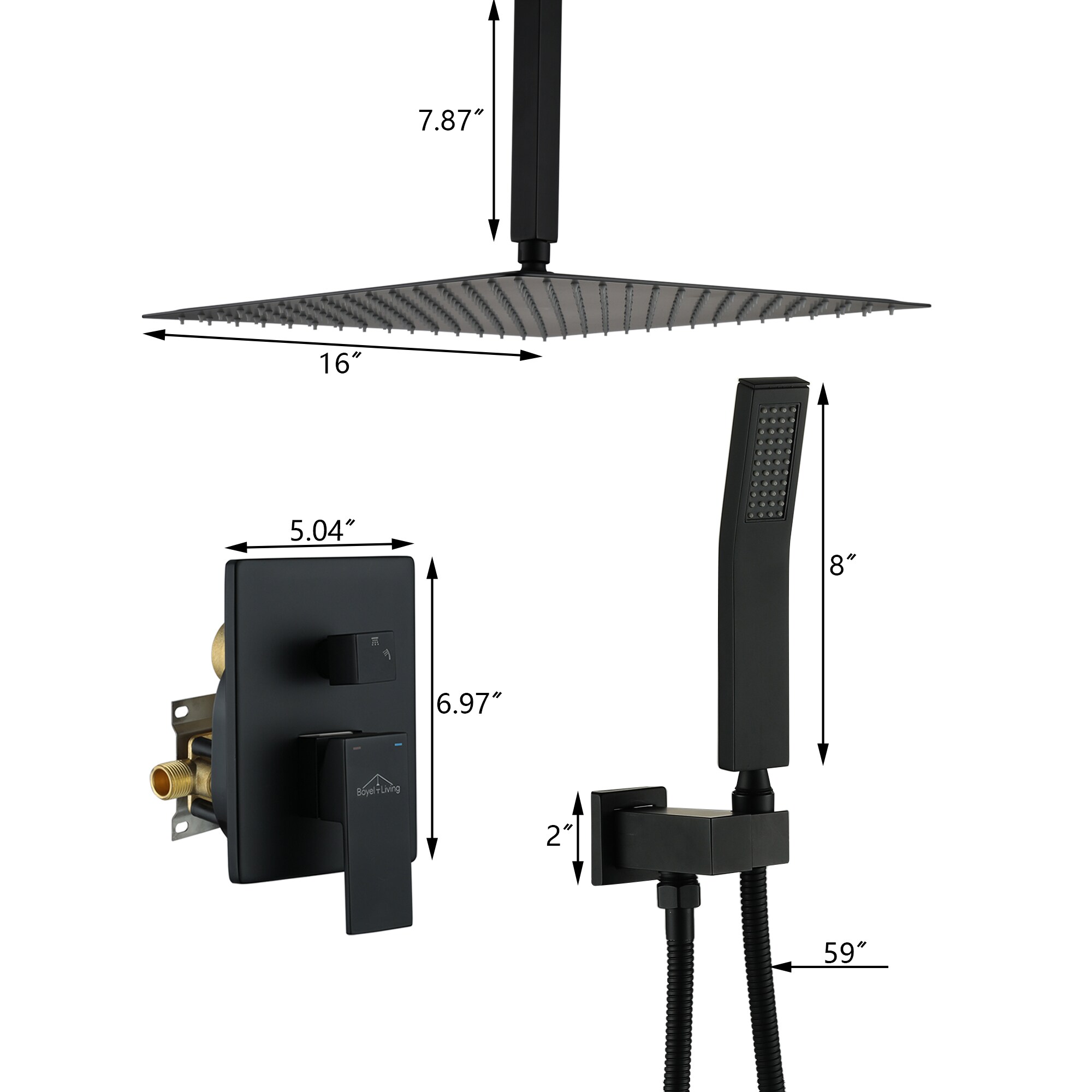 Clihome CHMS-16MB-A3806 Showerhead-Bar-Panels - View #2