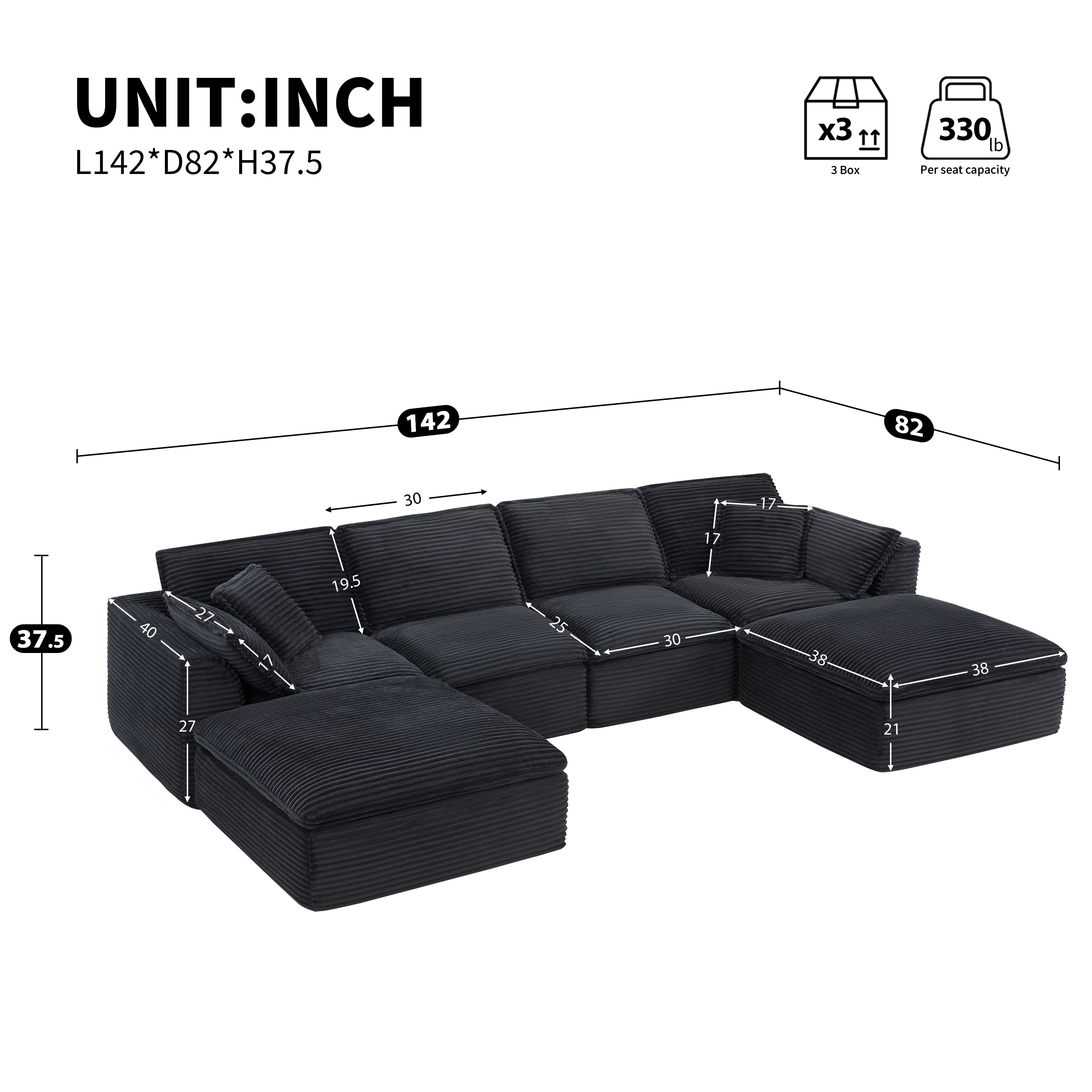 ModernLuxe L3P-N723S9728B Sofas-Loveseats - View #16