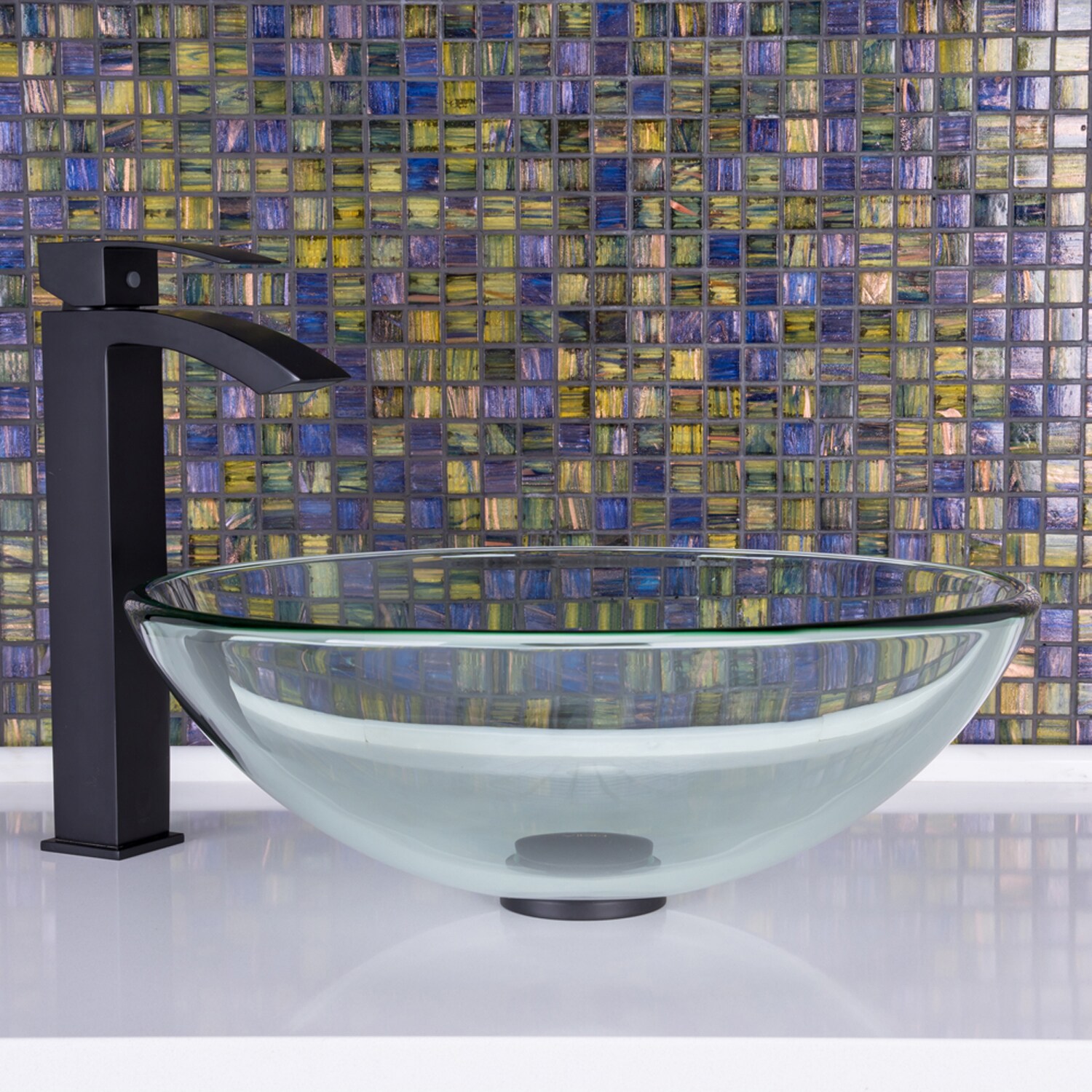 VIGO Vessel sink Iridescent Glass Vessel Round Modern Bathroom Sink ...