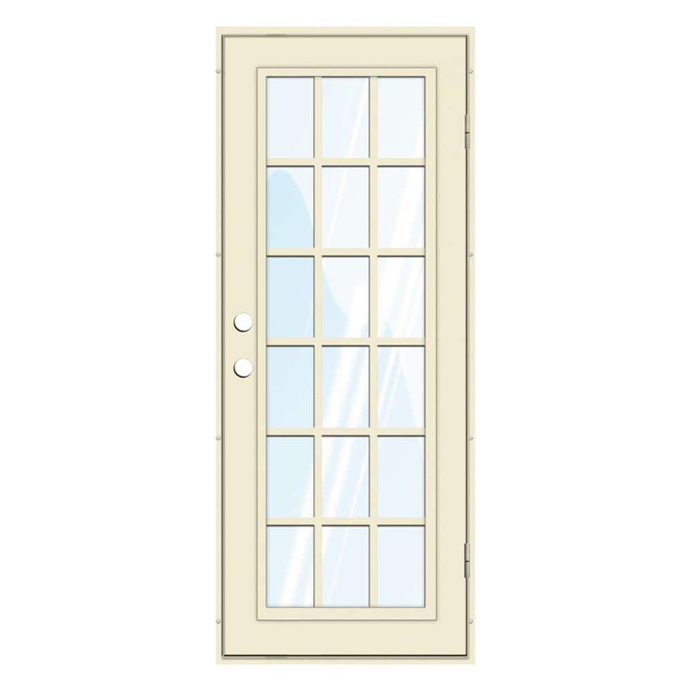 TITAN Premium Aluminum Security Door 32-in x 80-in Beige Aluminum Surface Mount Left-Hand Outswing Security Door Tempered Glass in White -  3S2026DL1BGGLA