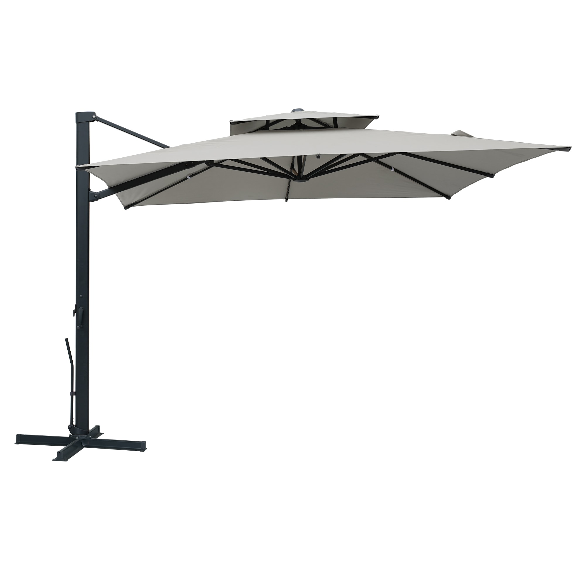 Clihome CL01MYD1010GY 10-ft Aluminum Gray Push-button Tilt Offset Patio Umbrella