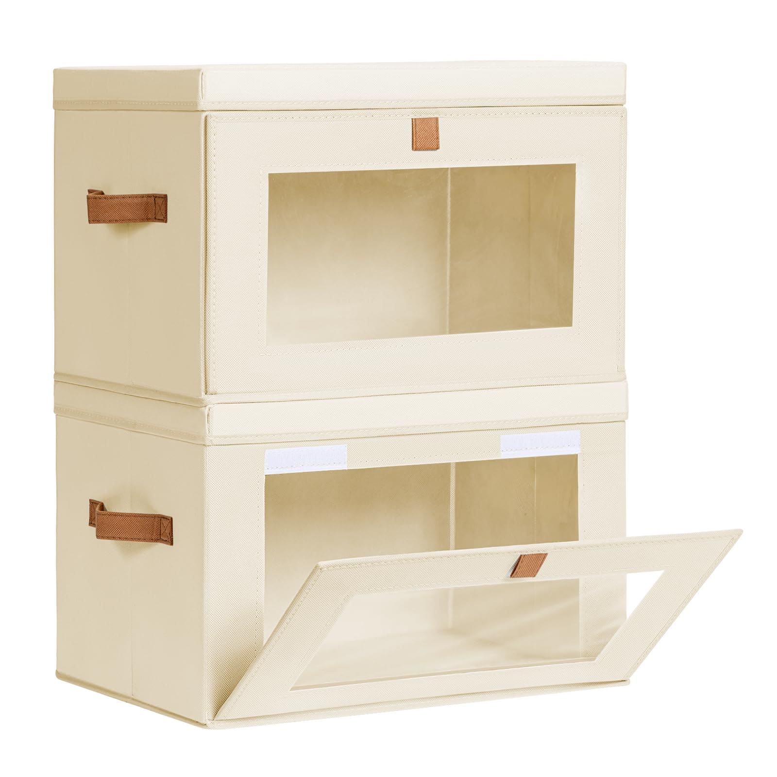 AKSCYZM  Large Closet Storage Organizer Clothes Storage Bins with Handles Window Collapsible Decorative Boxes with Lids Fabric Containers for