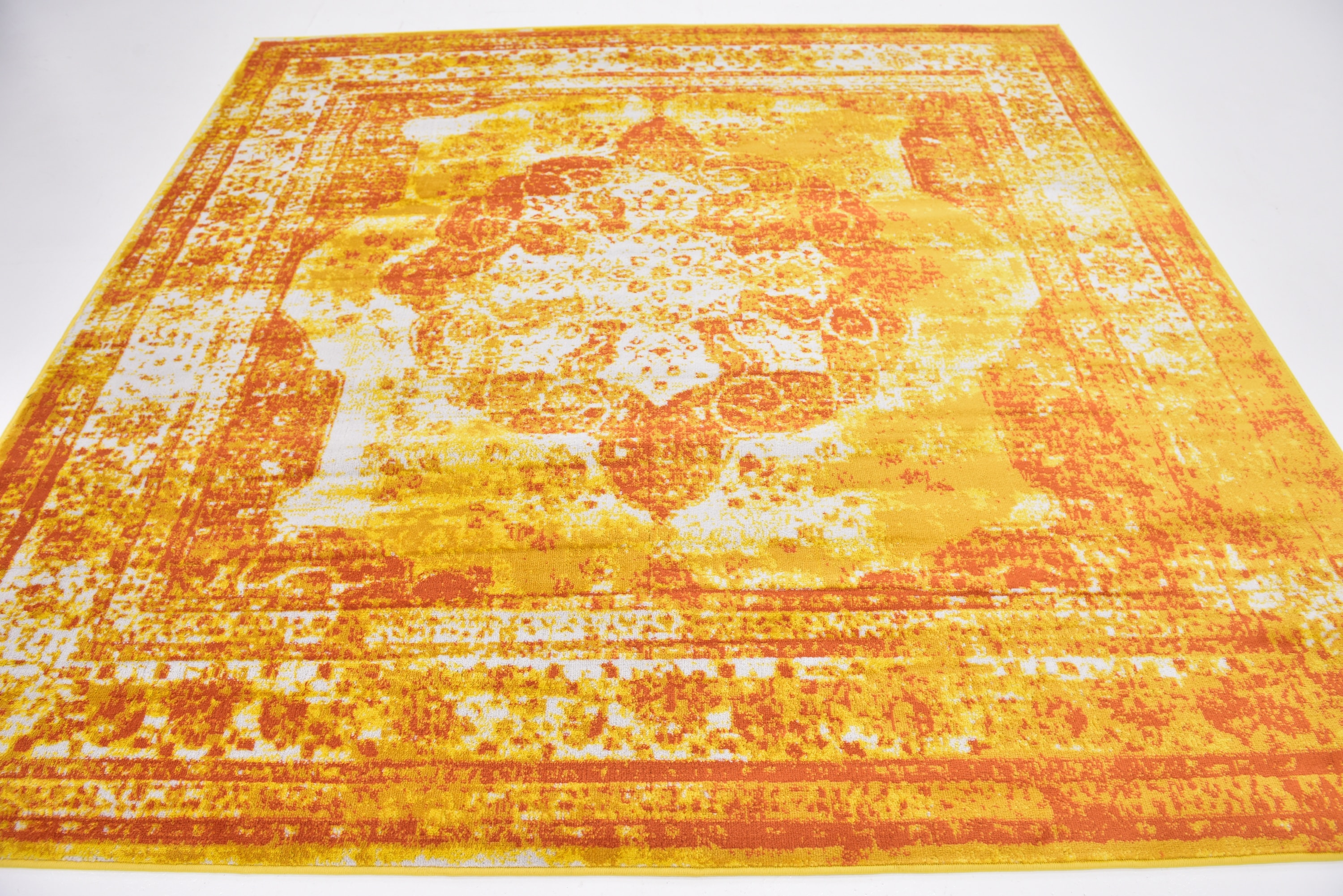 Unique Loom 3141498 Salle Garnier Sofia 8 x 8 (ft) Loomed Polypropylene Orange/Yellow Square Indoor Medallion Oriental Area rug