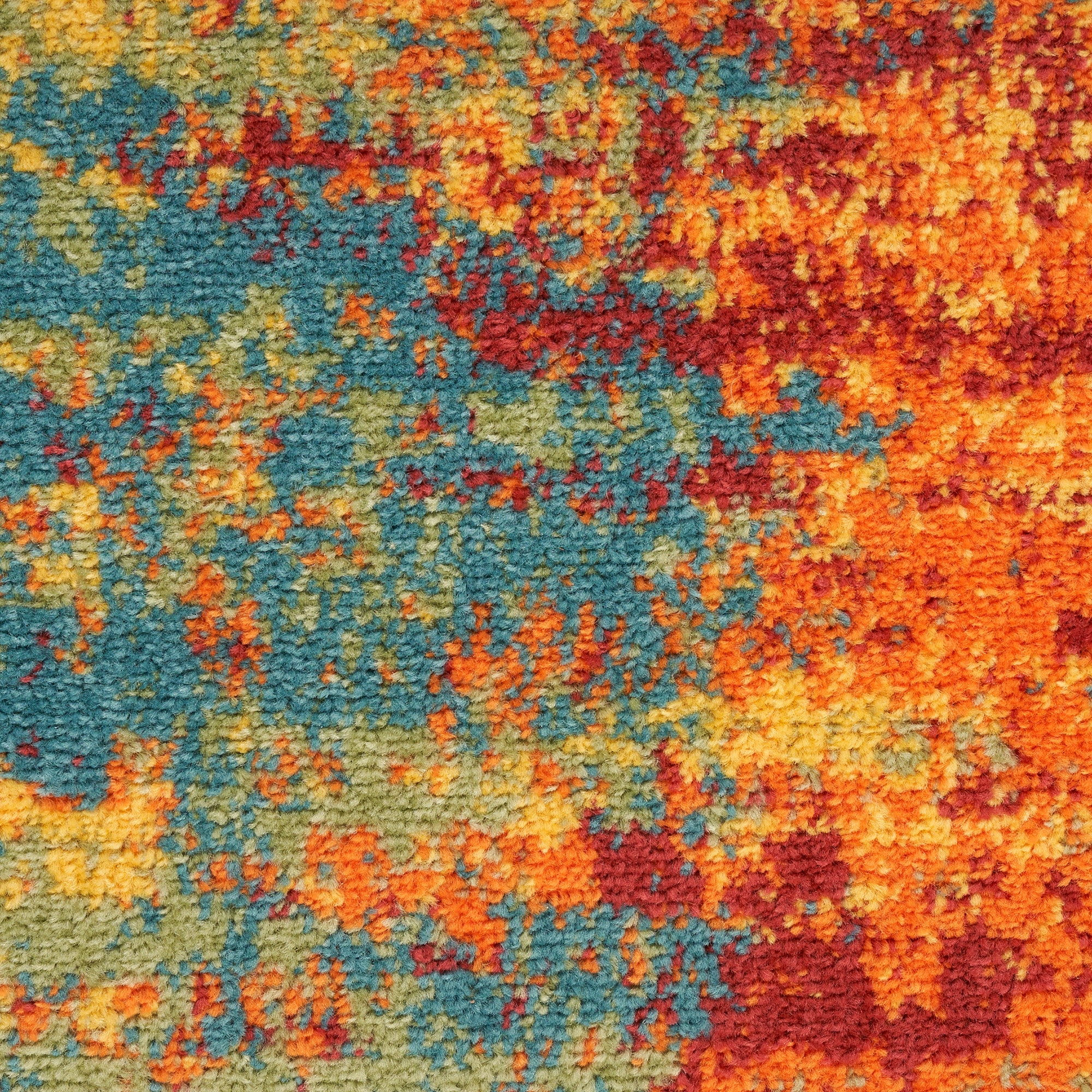 Flame Red and Yellow Synthetic Runner Rug, 2' x 6'