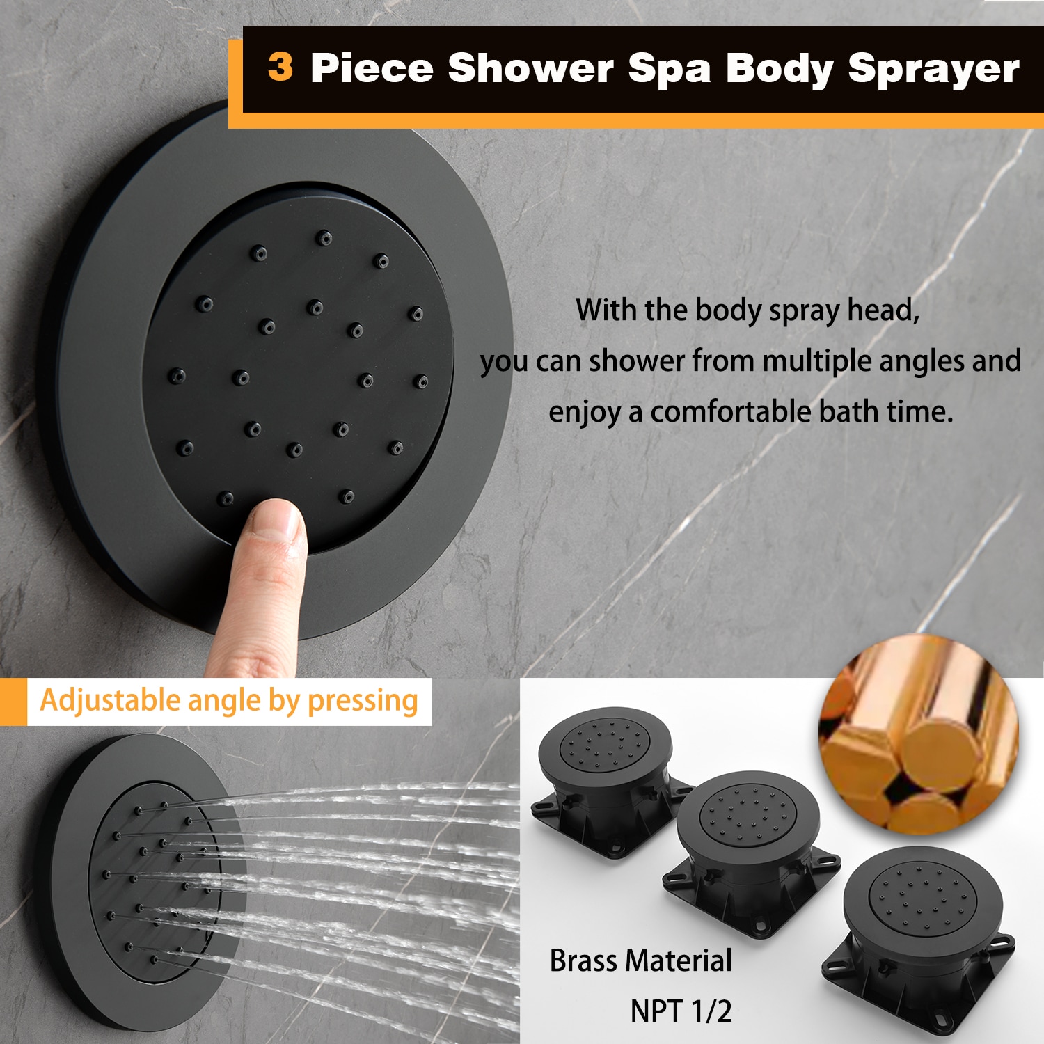 WELLFOR WA9009AL Showerhead-Bar-Panels - View #2