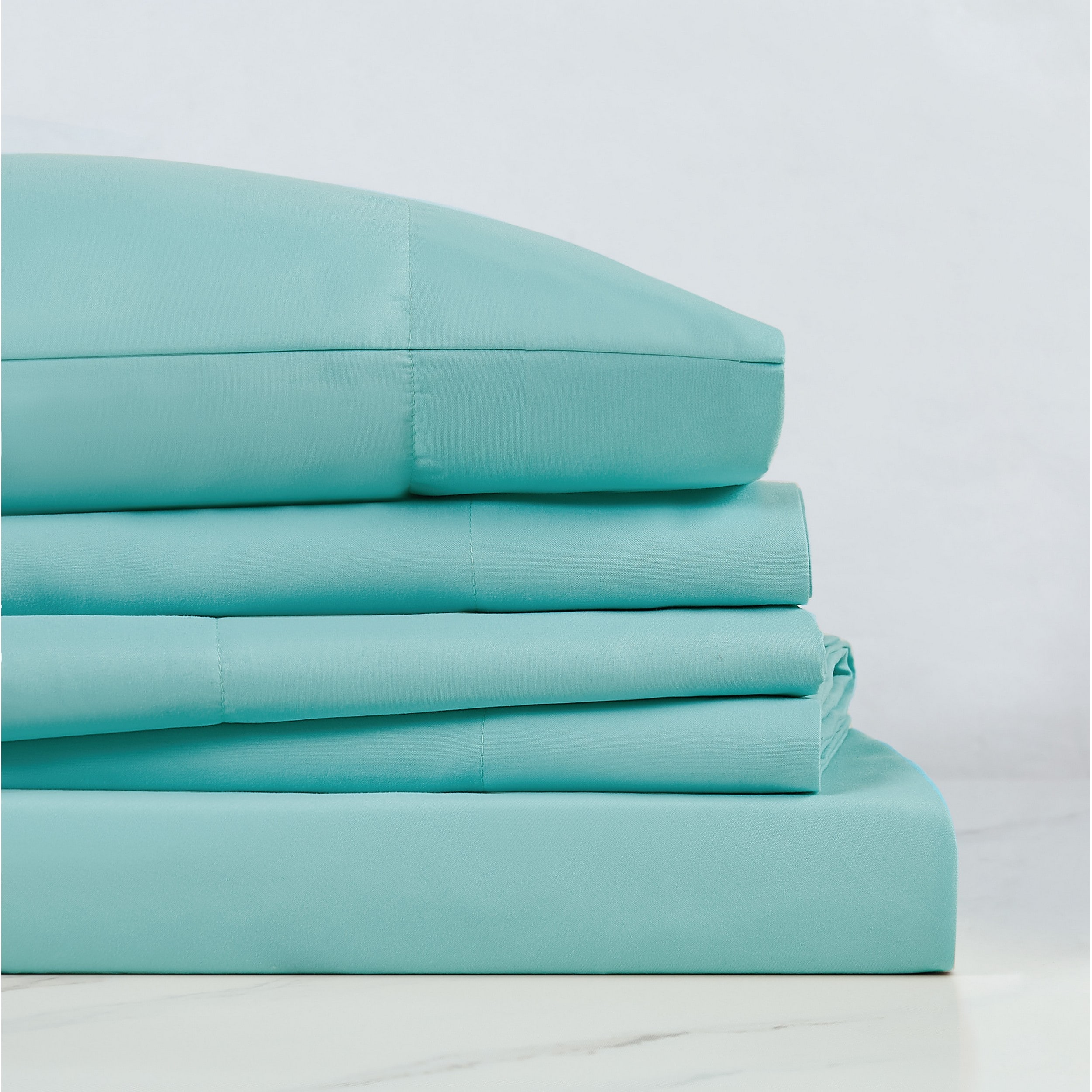 Truly Soft Full 180-Thread Count Microfiber Turquoise Bed Sheets in the ...