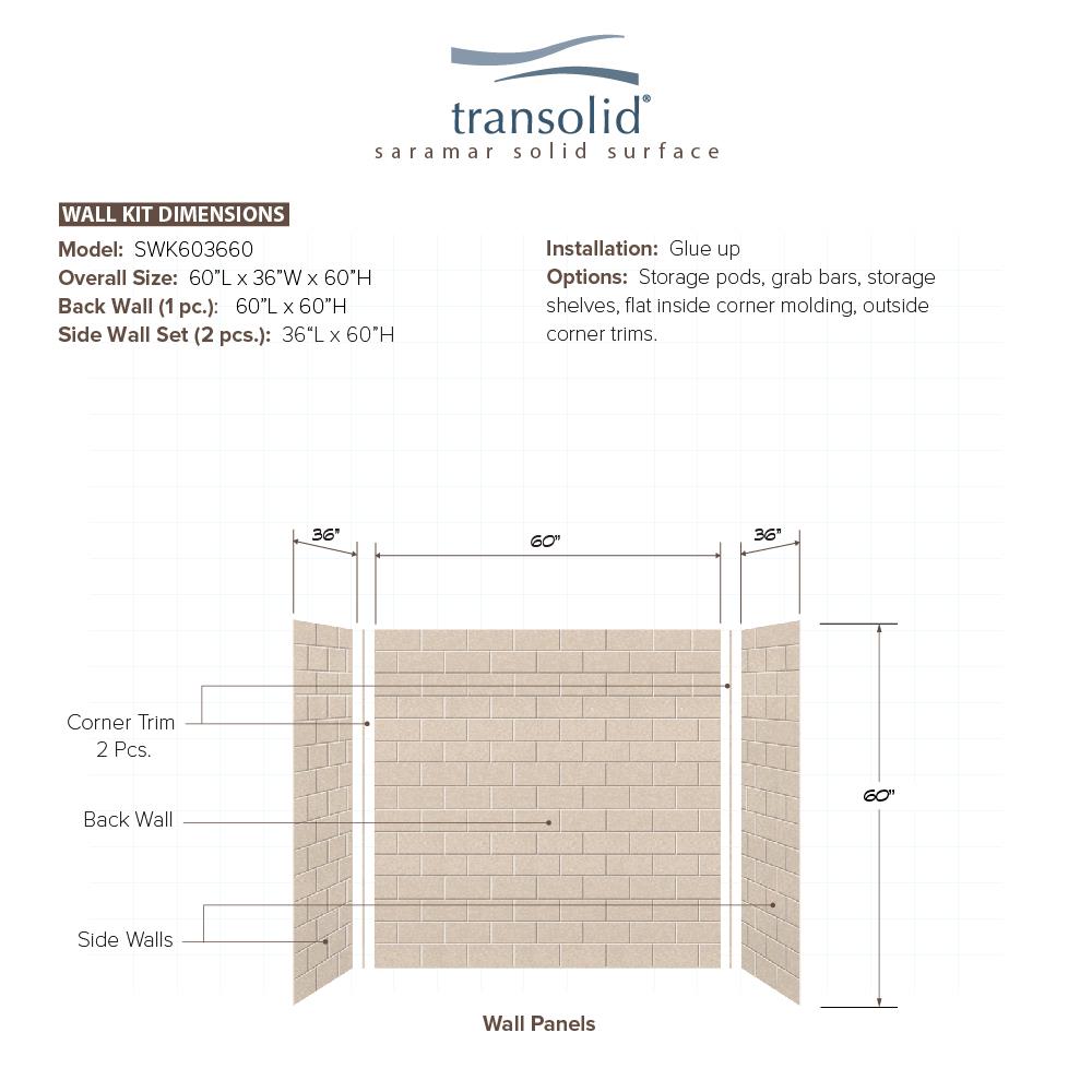 Transolid SWK603660-28 Bathtub-Wall-Surrounds - View #2