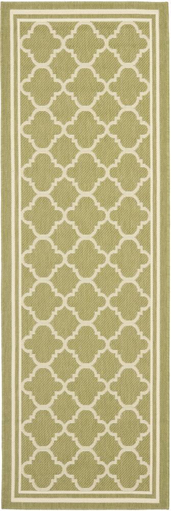 Safavieh CY6918-244-218 Courtyard Samana 2 x 18 (ft) Loomed Polypropylene Green/Beige Rectangular Indoor/Outdoor Trellis Runner rug