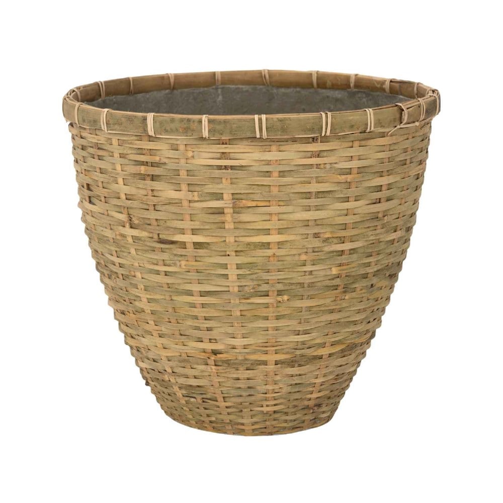 Pottery Pots T4020-43-BB Round 19.3-in W x 16.9-in H x Brown Bamboo Indoor/Outdoor Planter