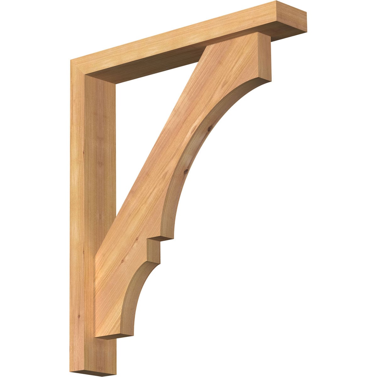 Ekena Millwork 1461917 Balboa Block Smooth Bracket with Offset Brace 3-1/2-in x 20-in x 24-in Western red cedar Brown Wood Standard bracket