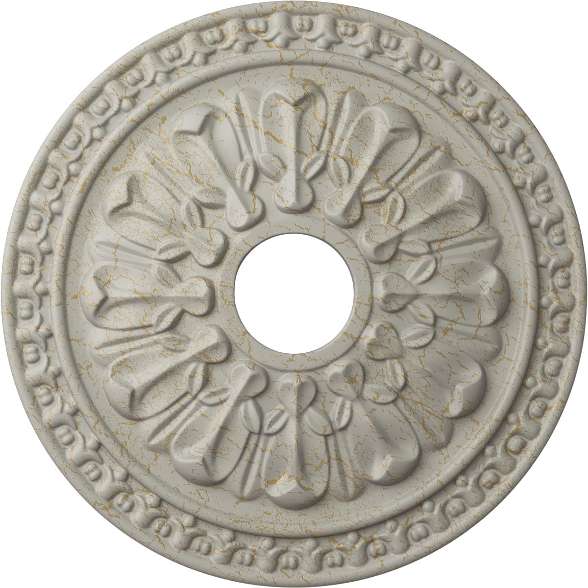 Ekena Millwork CM18WAPCC Warsaw 18-in W x 18-in L Painted Pot Of Cream Crackle Polyurethane Whole Ceiling Medallion