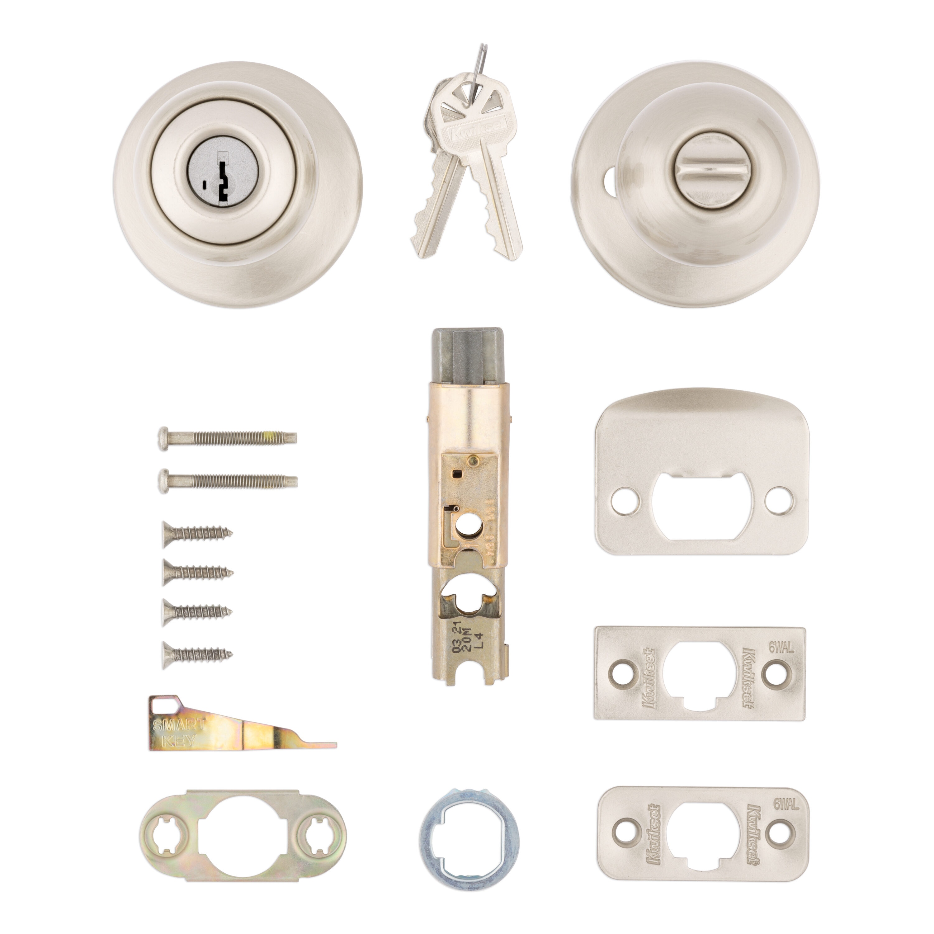 Kwikset Polo Satin Nickel Smartkey Exterior Keyed Entry Door Knob With Antimicrobial Technology 4395