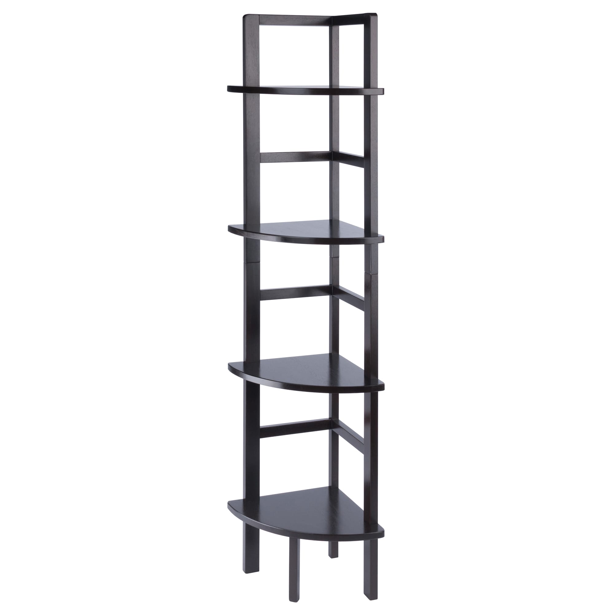Winsome Wood 23561 Aiden Coffee Wood 4 -Shelf Corner Bookcase ( 13.86-Inches W x 63.58-Inches H x 13.86-Inches D ) Finished