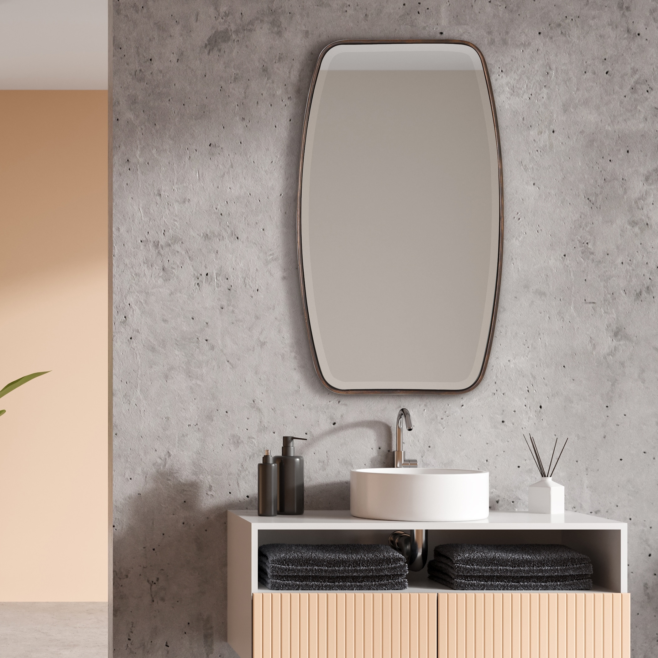 Dark Bronze Rectangular Beveled Wall Mirror