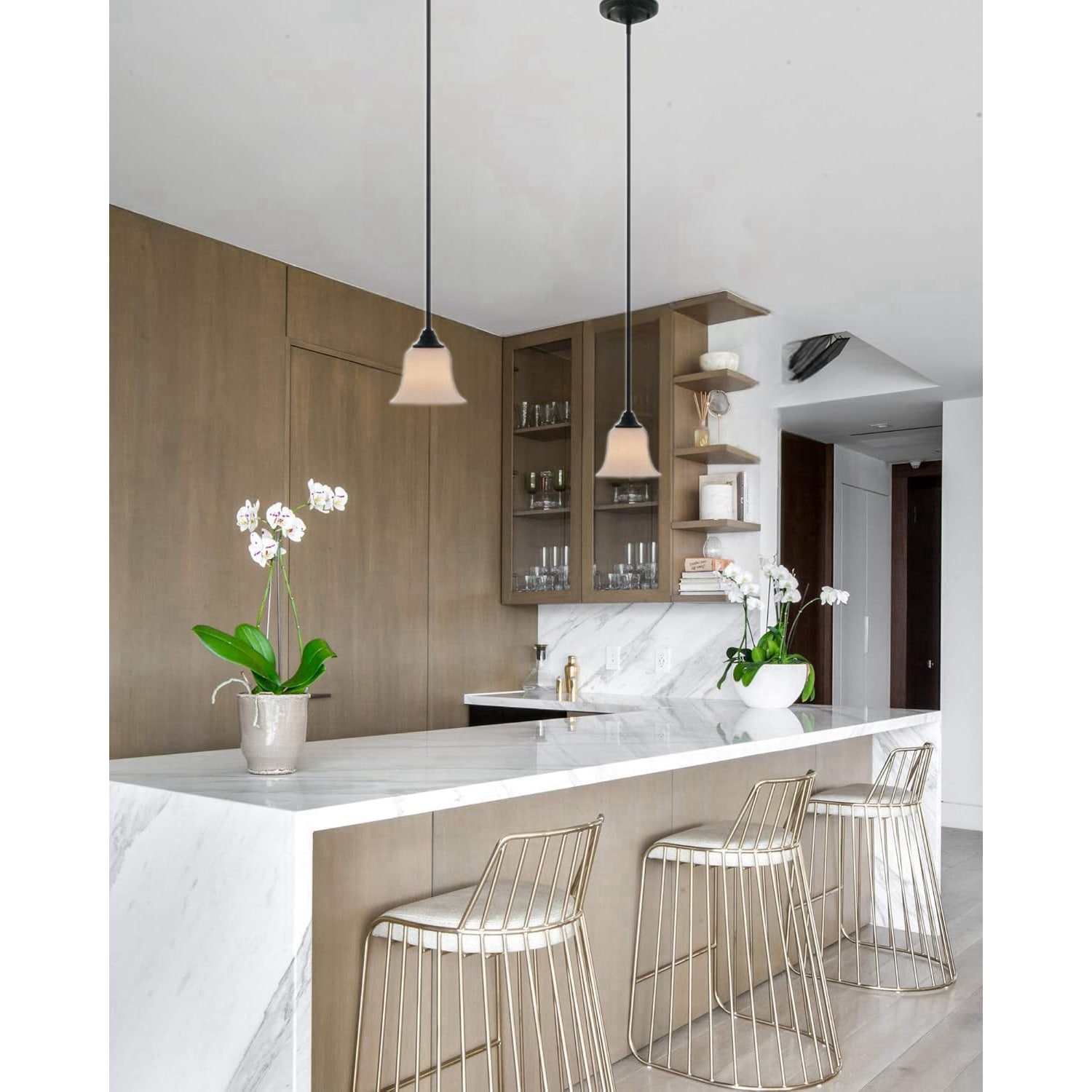 Elegant Oil-Rubbed Bronze 57" Mini Pendant with Frosted White Glass Shade