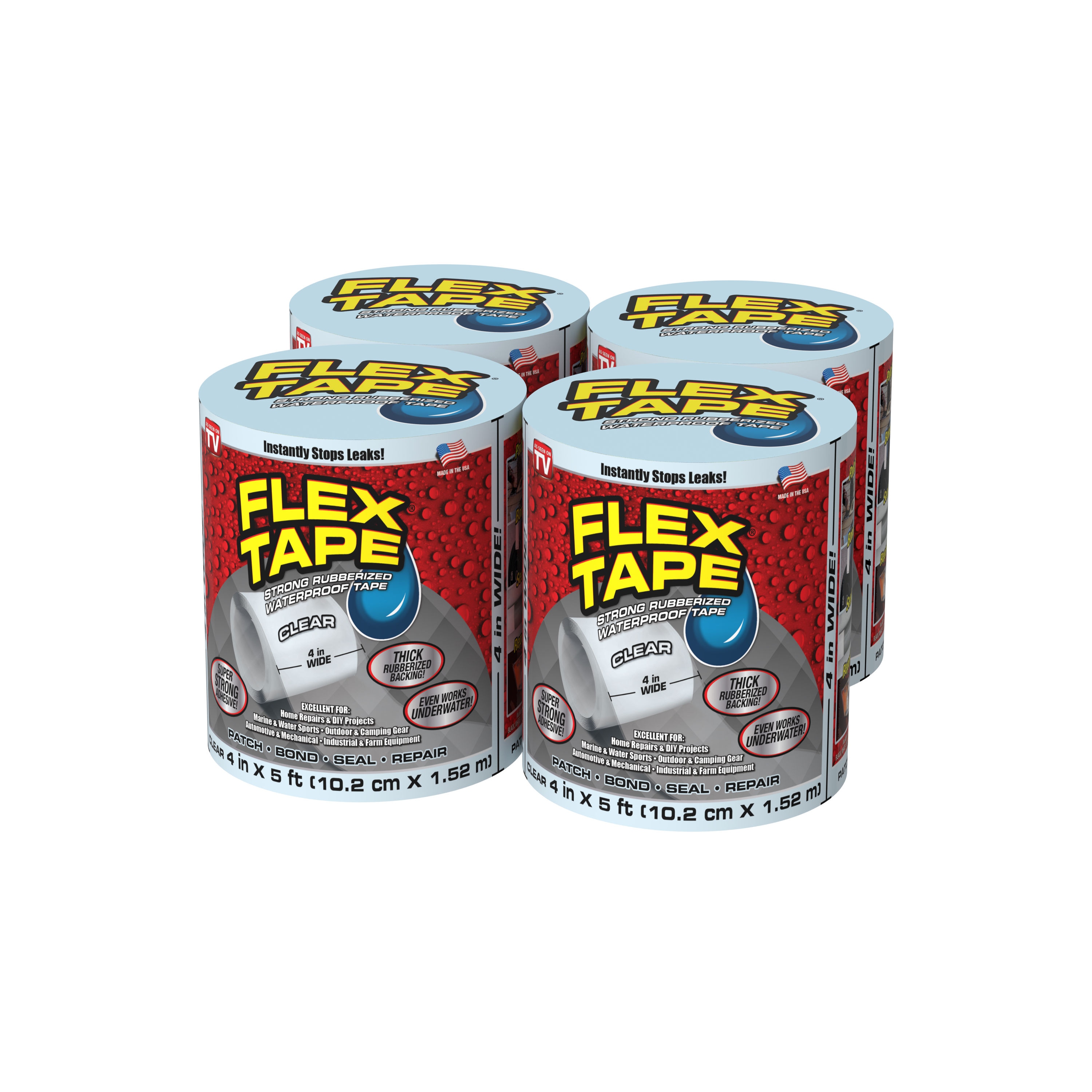 2Pack 4"x 5' White Flex Seal Flex Tape Super Strong Rubberized Waterproof Tape 