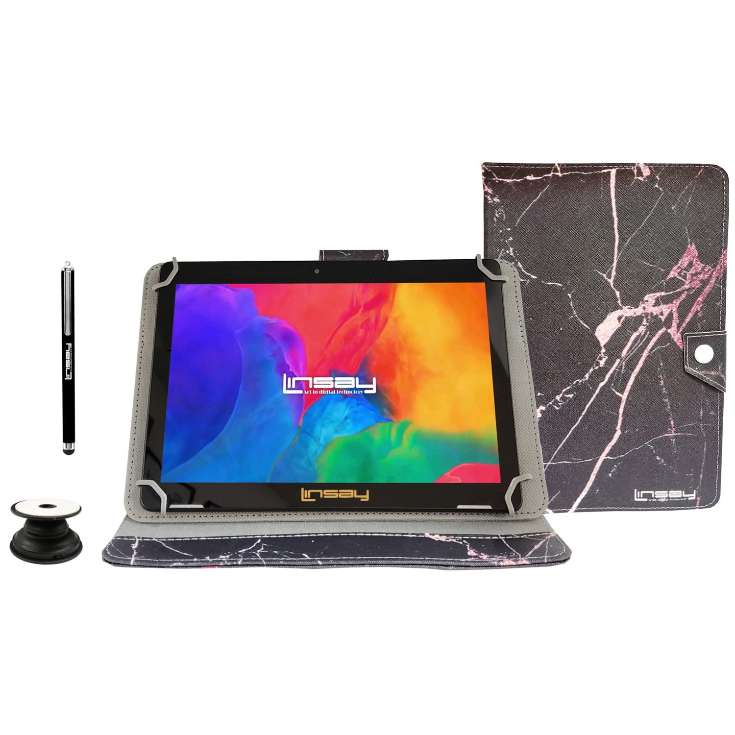 LINSAY F10IPBAPIP 10.1-in 128-GB Android 13 Bluetooth Wi-Fi Tablet with Case Included and Pen Included