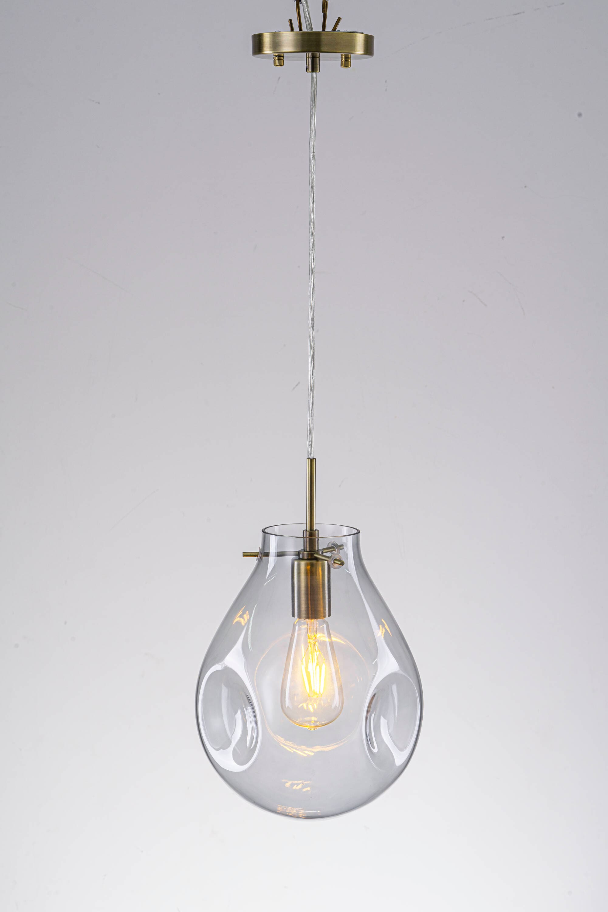 Y'INSP Euudroby 1 -Light Antique Bronze Coastal Textured glass Teardrop Small Hanging Pendant Light