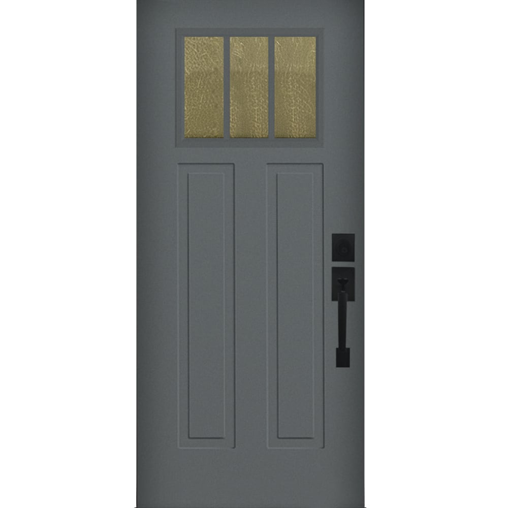 RELIABILT 10172522 Entry Door 36-in x 80-in x 4-9/16-in Steel Craftsman Left-hand inswing Granite Painted Prehung Front Door with Brickmould Insulating core