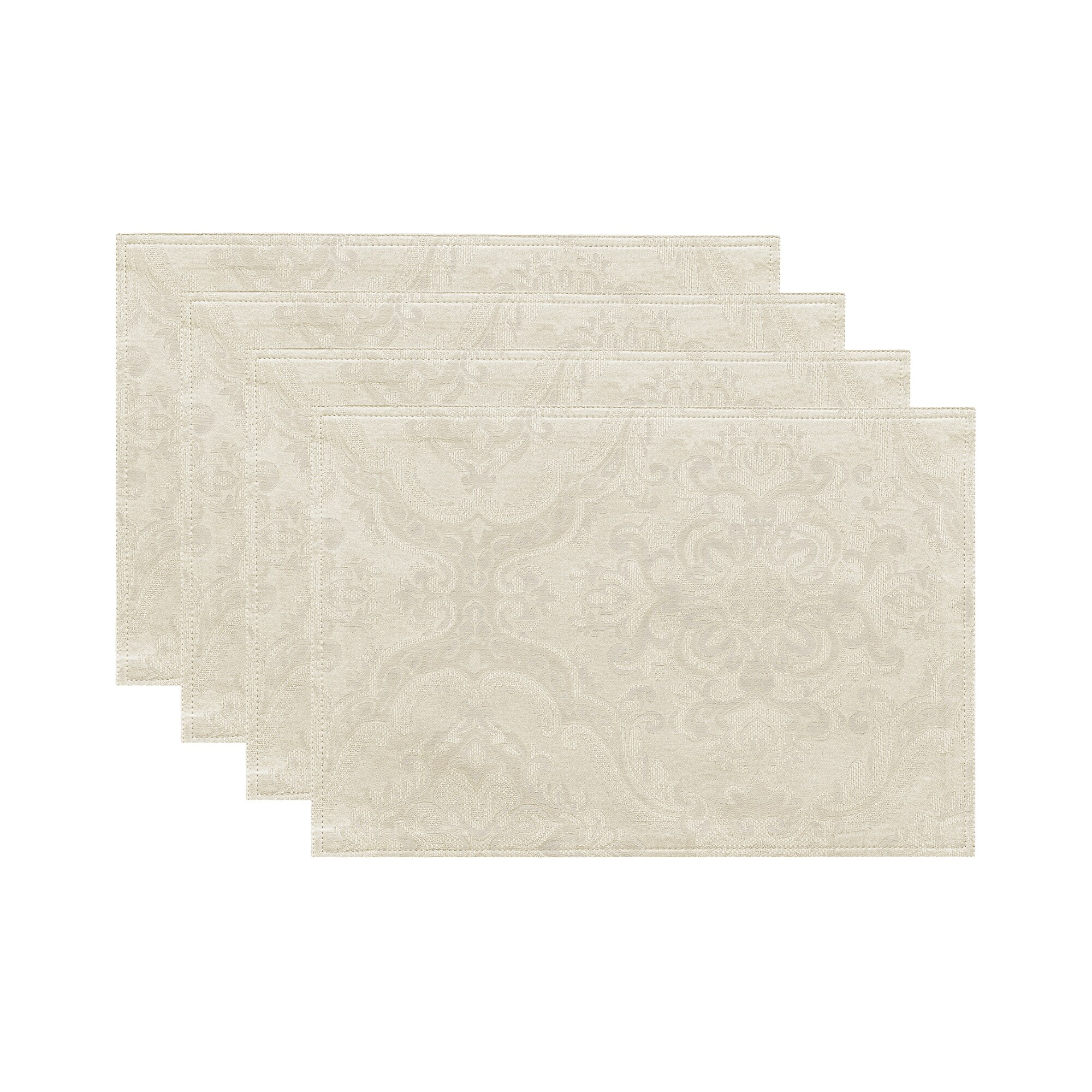 Elrene Home Fashions 739550333060 Caiden Elegance Damask 13"x19" 4 -Pack Ivory Polyester Rectangle Placemats