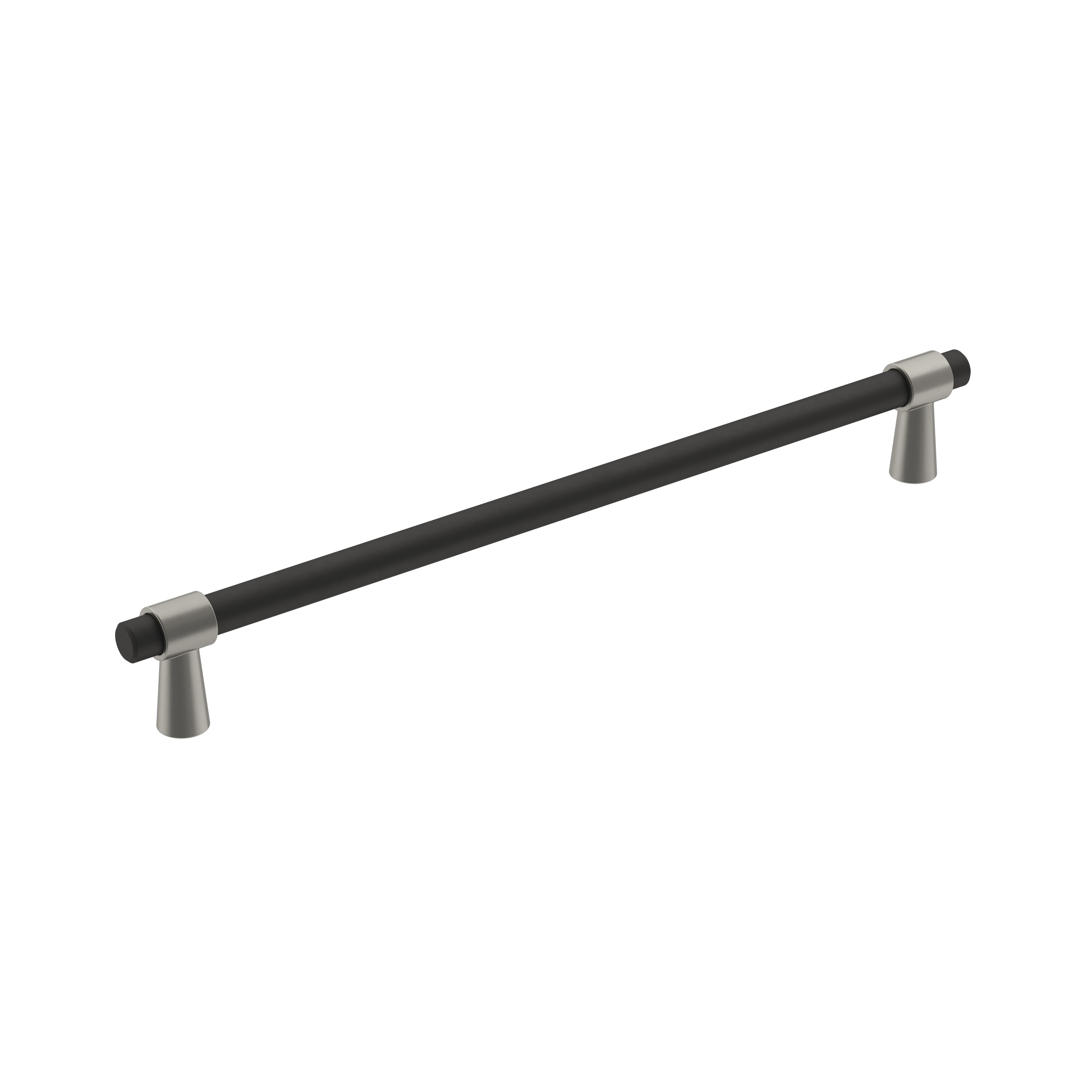 Amerock BP36861FBG10 Mergence 8-13/16-in , 224mm Center to Center Matte Black/Satin Nickel Cylindrical Bar