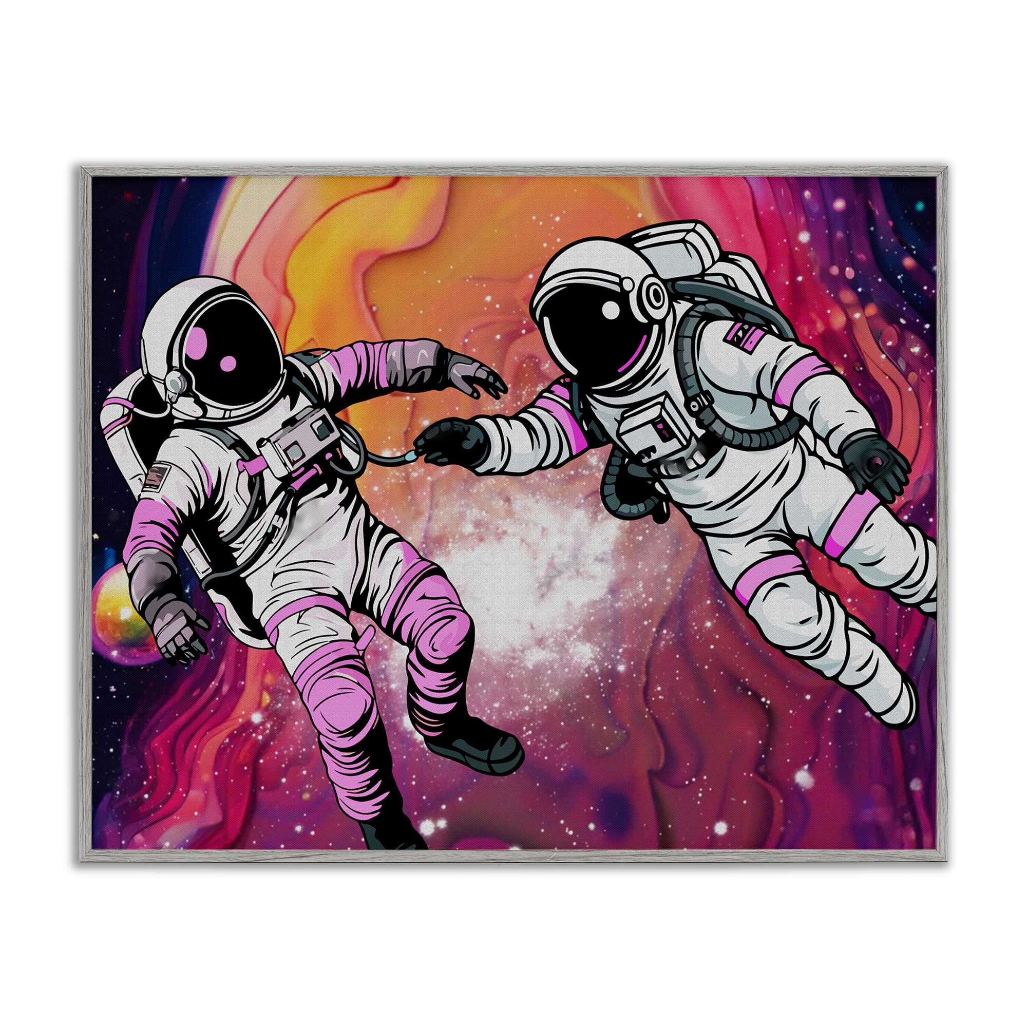 Stupell Industries BS-067-GFF-16X20 Swirling Cosmic Space Astronauts Gray Framed Giclee Art By Jesse Keith 20 x 16